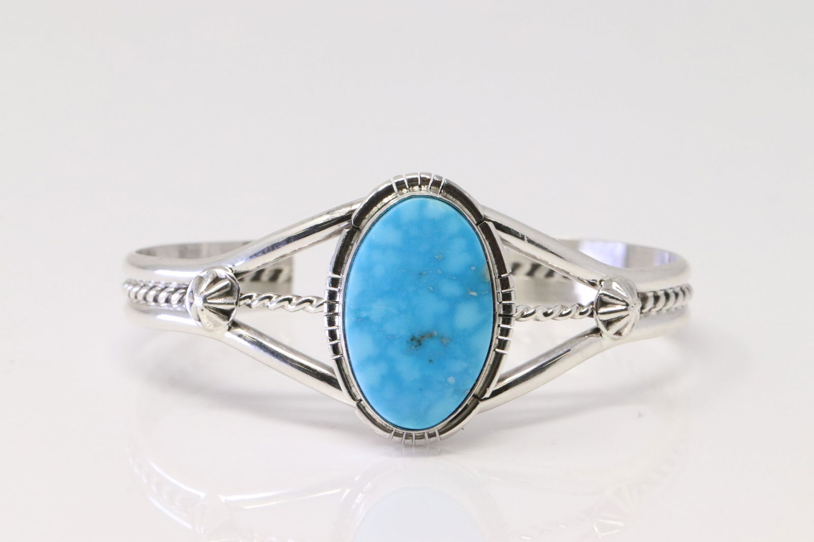 Native America Navajo Sterling Silver Turquoise Bracelet Cuff By S.E. (1 of 4)