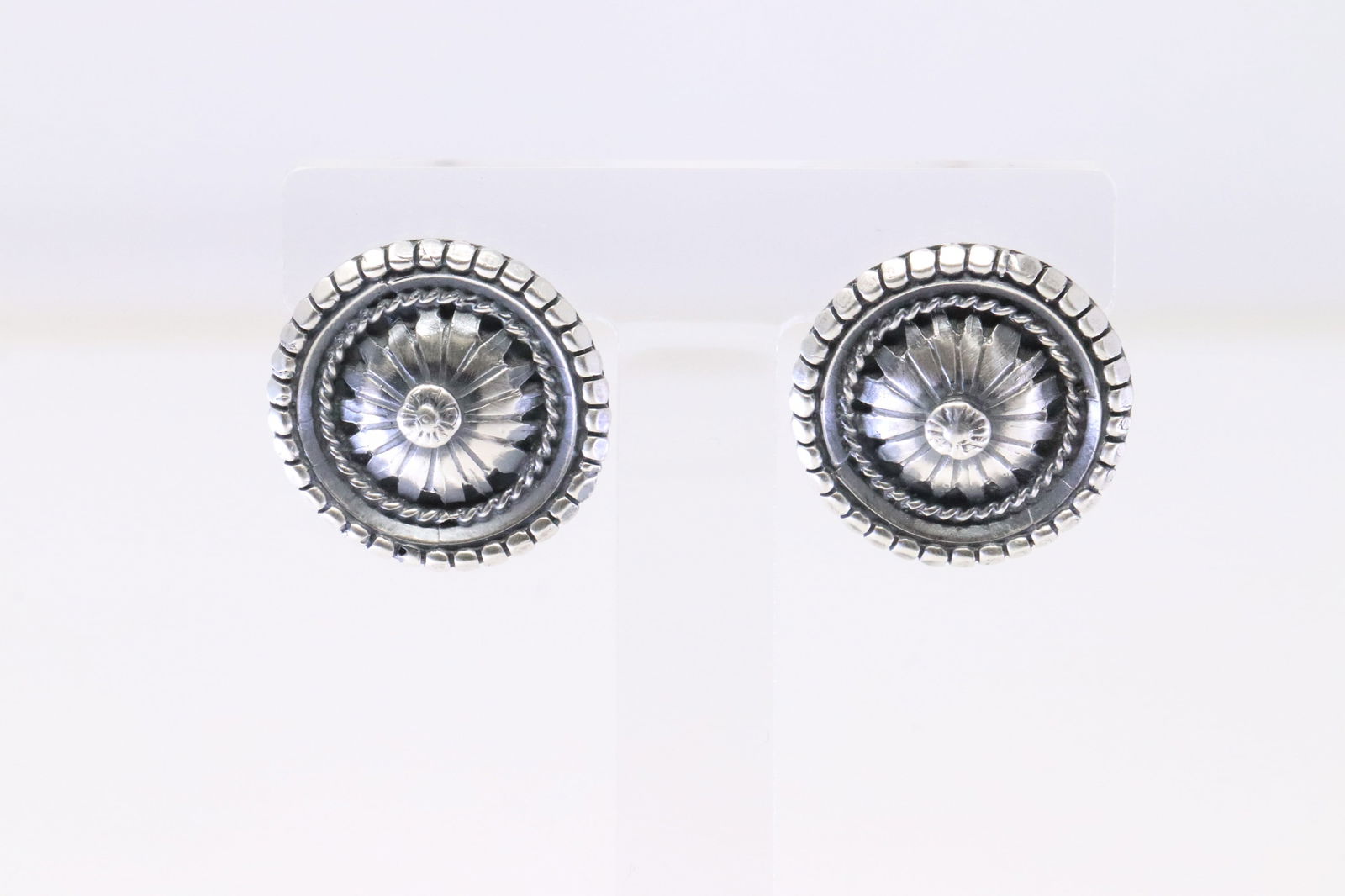 Native America Navajo Sterling Silver Post Earring's By Louise Joe. (1 of 4)