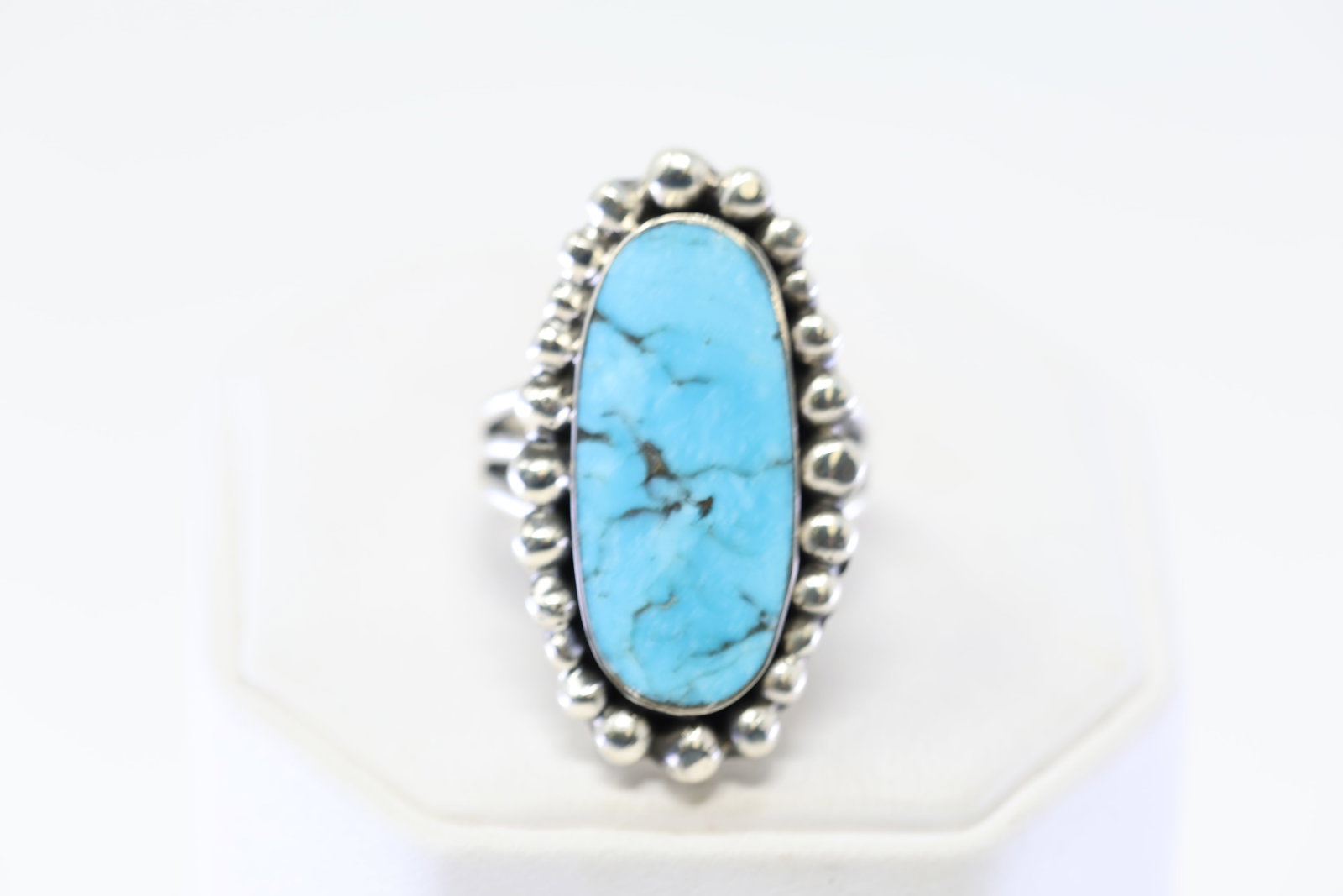Native America Navajo Sterling Silver Turquoise Ring By Clarence Long.: This is a Native America Navajo Sterling Silver Turquoise Ring By Clarence Long. Ring size: 9.25.