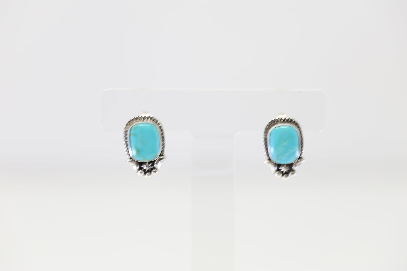 Native American Navajo Sterling Silver Turquoise Post Earring's By Etta Larry.: This is a Native American Navajo Sterling Silver Turquoise Post Earring's By Etta Larry.