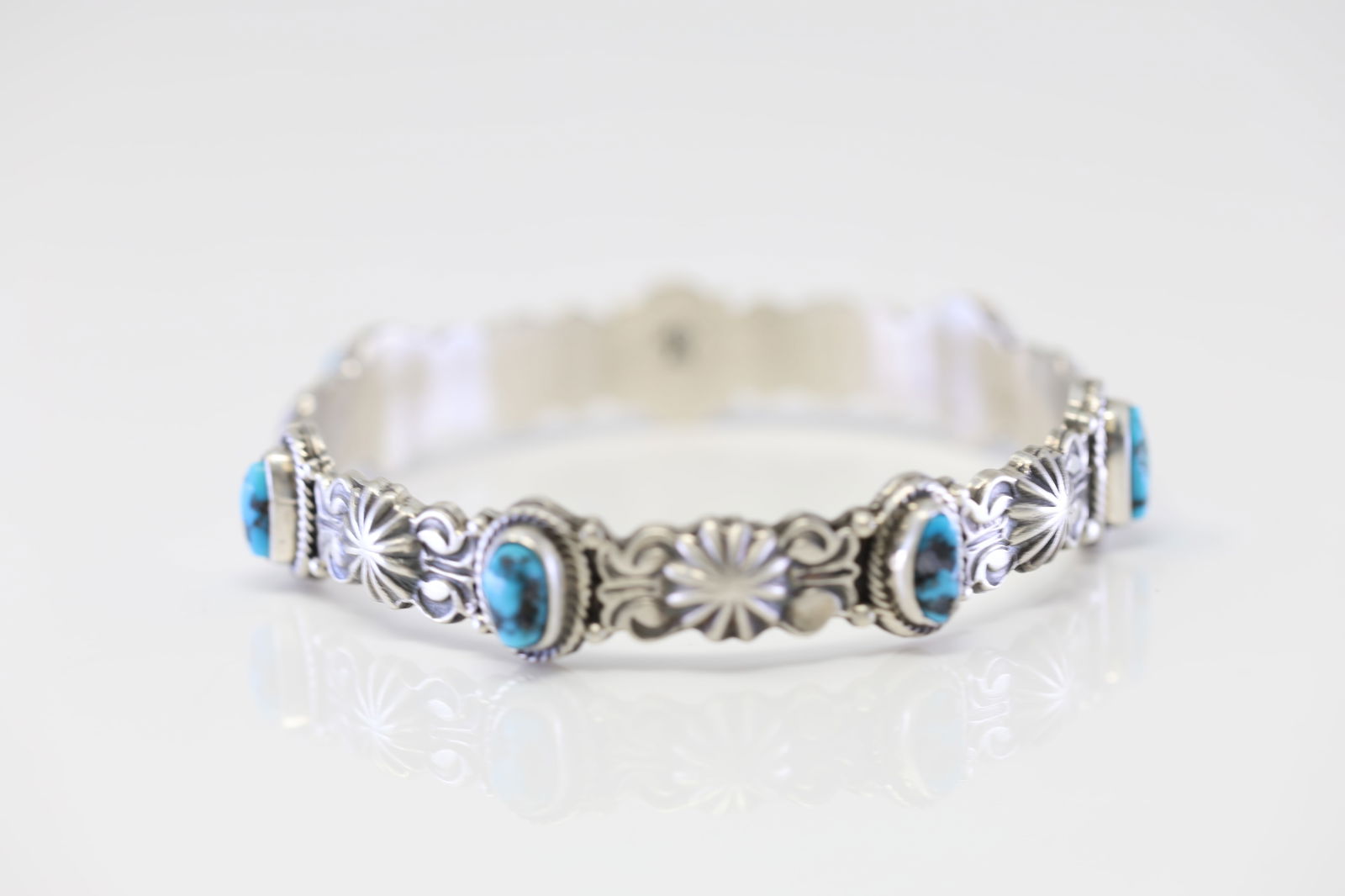 Native America Navajo Sterling Silver Turquoise Bangle Bracelet Cuff By Thomas Yazzie. (1 of 4)