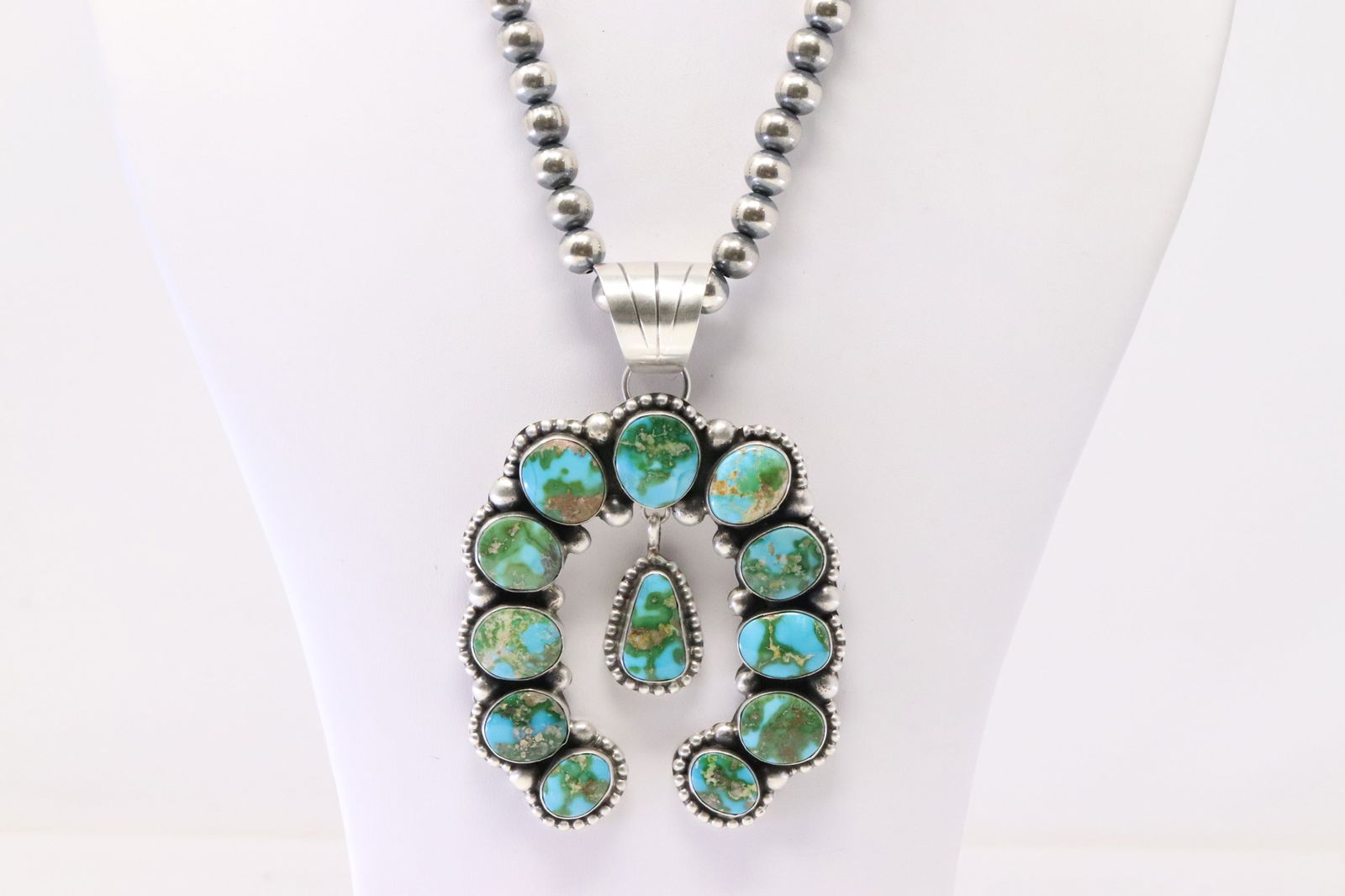 Native America Navajo Sterling Silver Sonora Gold Turquoise Naja Pendant By Augustine Largo. With (1 of 4)
