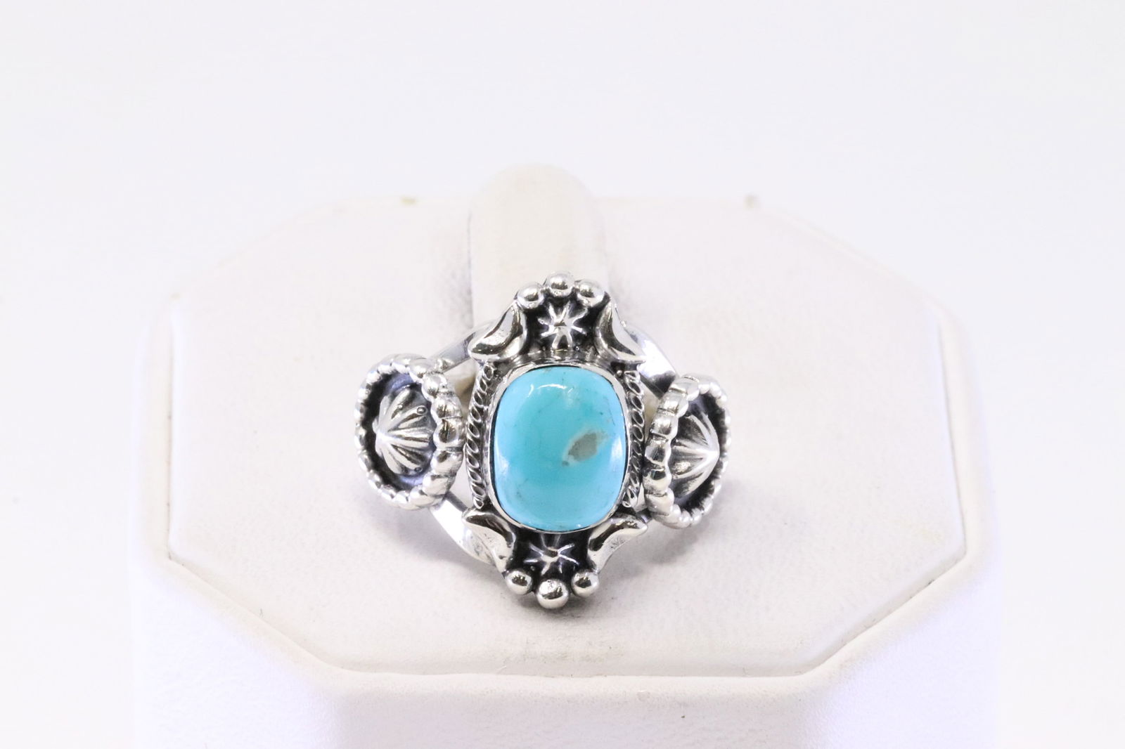 Native American Navajo Sterling Silver Turquoise Stardrop Ring By G.Francisco. (1 of 4)