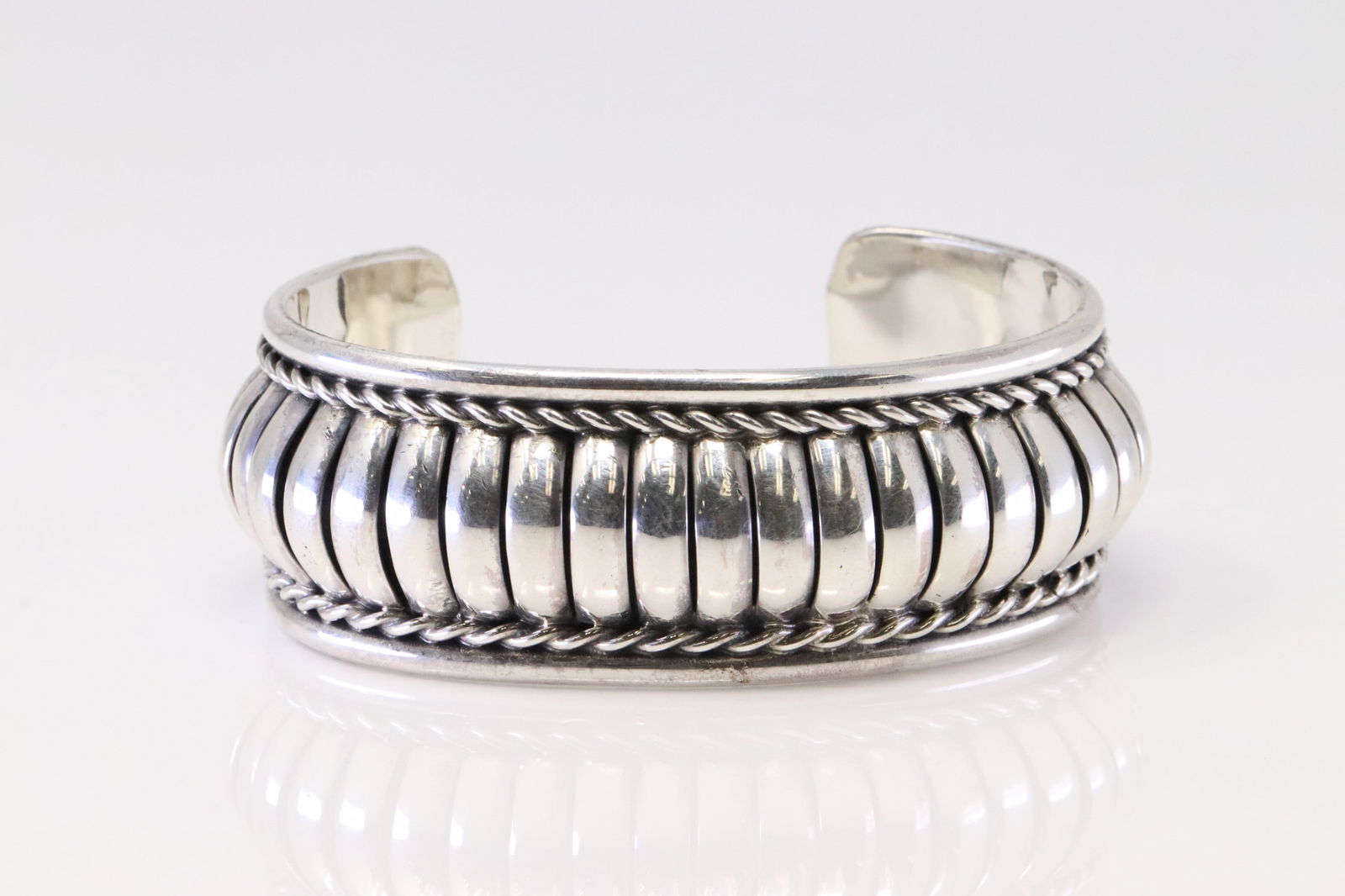 Native American Navajo Sterling Silver Bracelet Cuff By Manuel Johnson. (1 of 4)