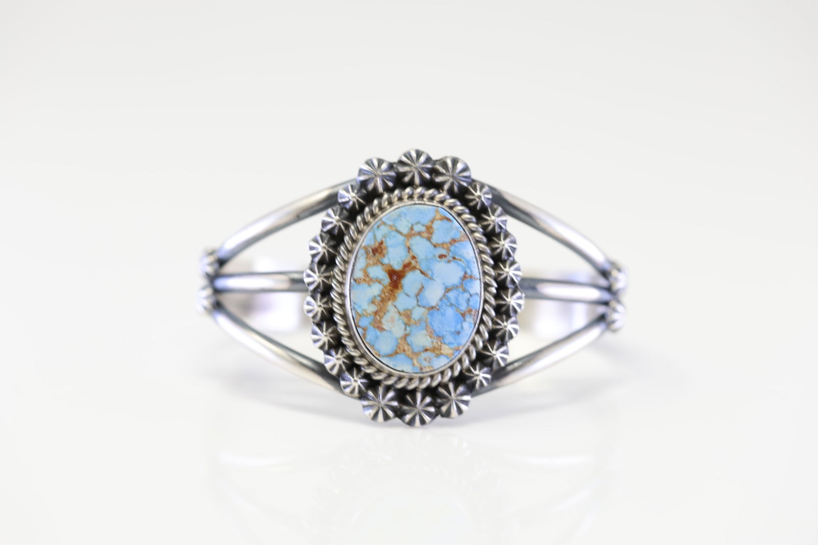 Native America Navajo Sterling Silver Golde Hills Turquoise Bracelet Cuff By Ray Delgarito. (1 of 4)