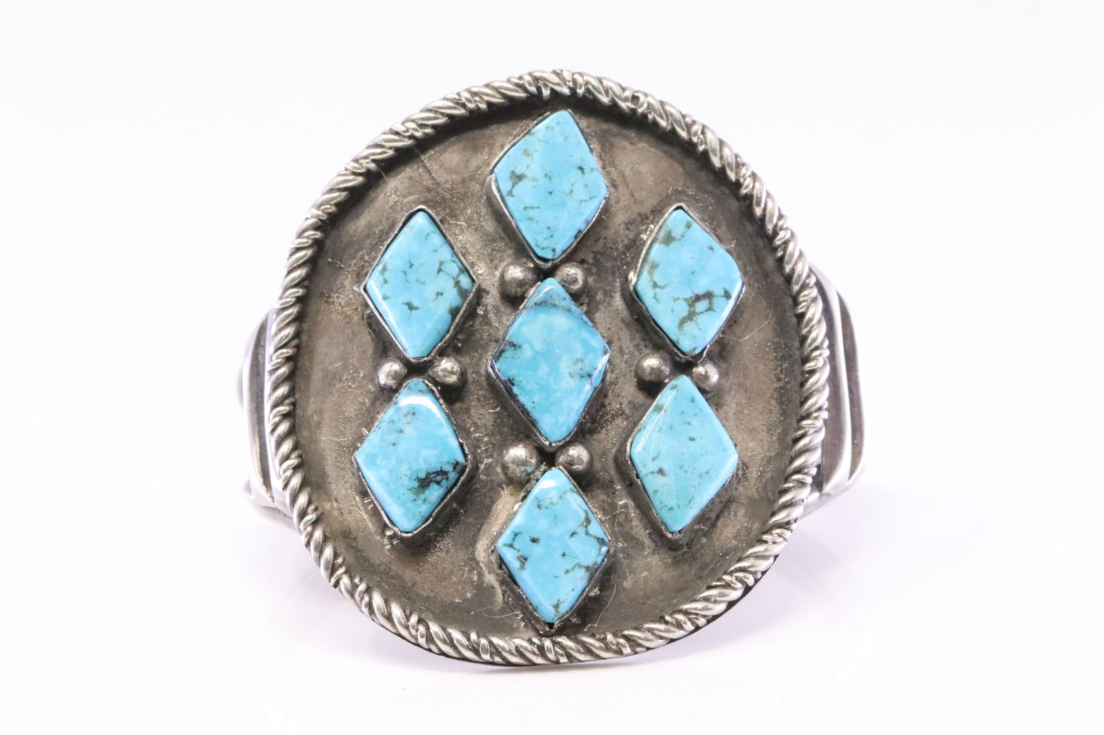 Native America Navajo Sterling Silver Old Pawn Turquoise Bracelet Cuff. (1 of 4)