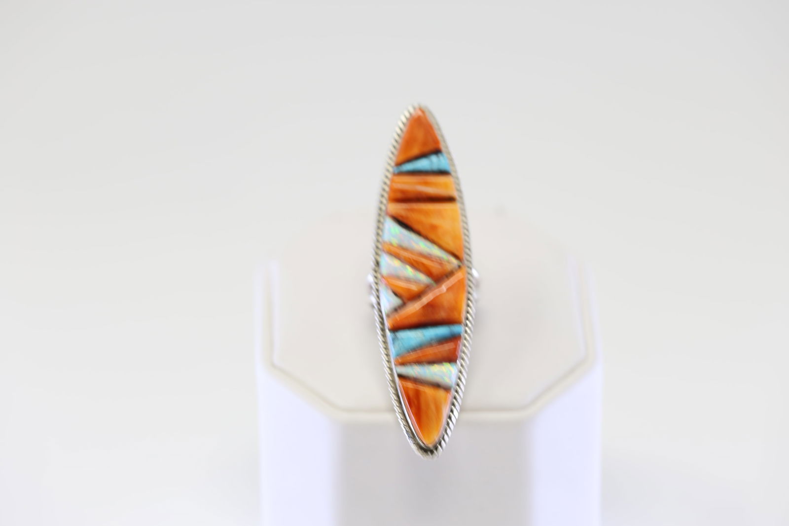 Native America Navajo Sterling Silver Multi-Color Stone Ring By G. (1 of 4)