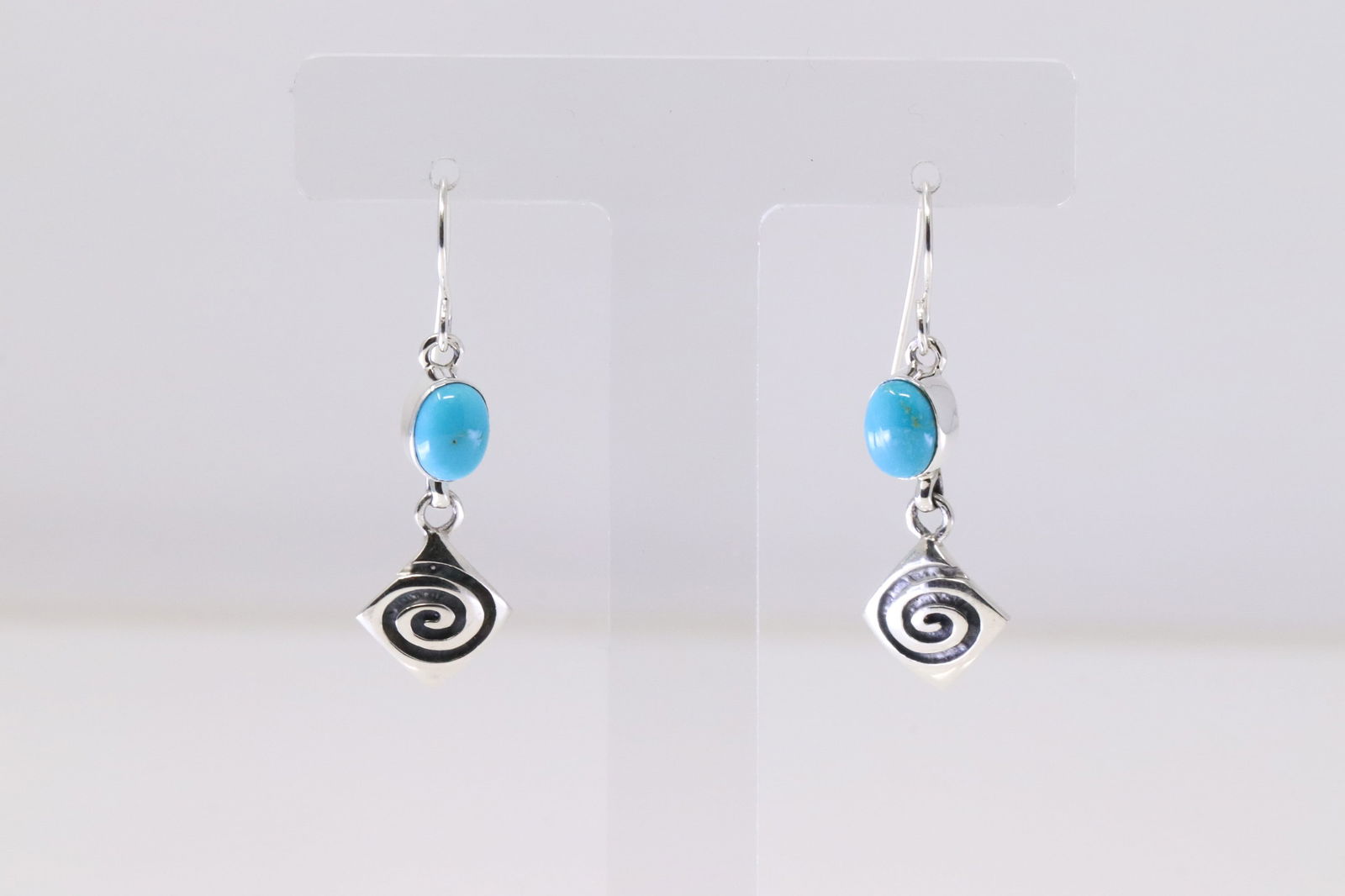 Native American Navajo Sterling Silver Turquoise Dangling Earring's. (1 of 4)