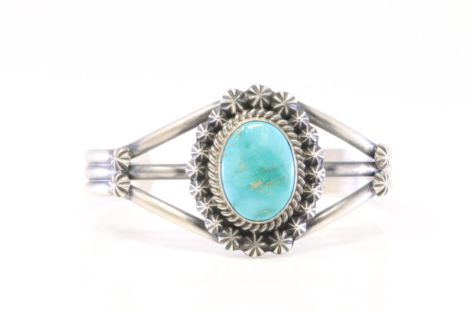Native America Navajo Sterling Silver Turquoise Bracelet Cuff By Ray Delgarito. (1 of 4)