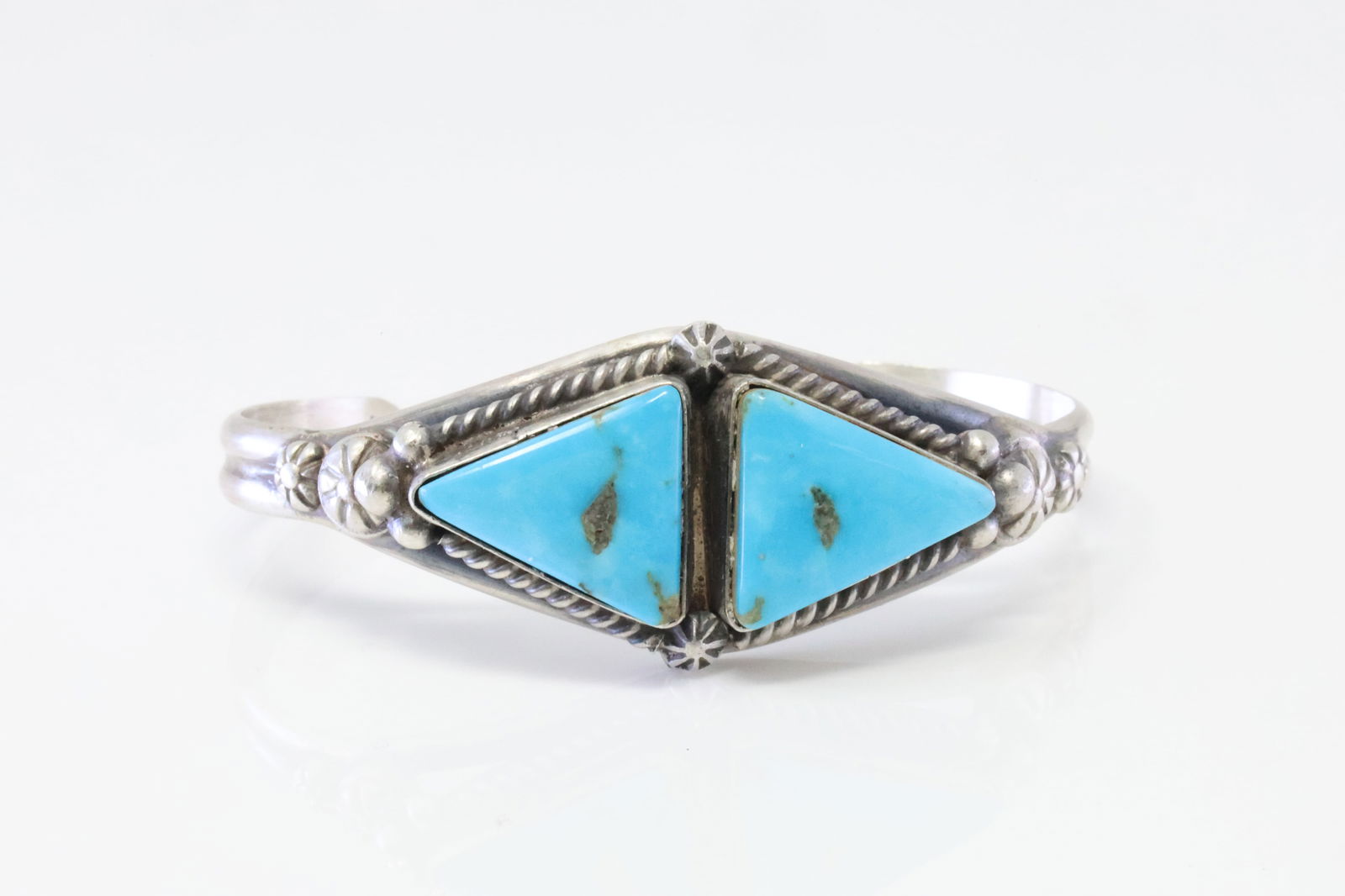 Native America Navajo Sterling Silver Turquoise Bracelet Cuff By Robert Shakey. (1 of 4)