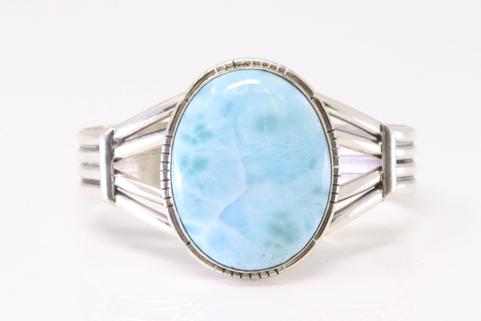 Native America Navajo Sterling Silver Larimar Bracelet Cuff By S.E. (1 of 4)