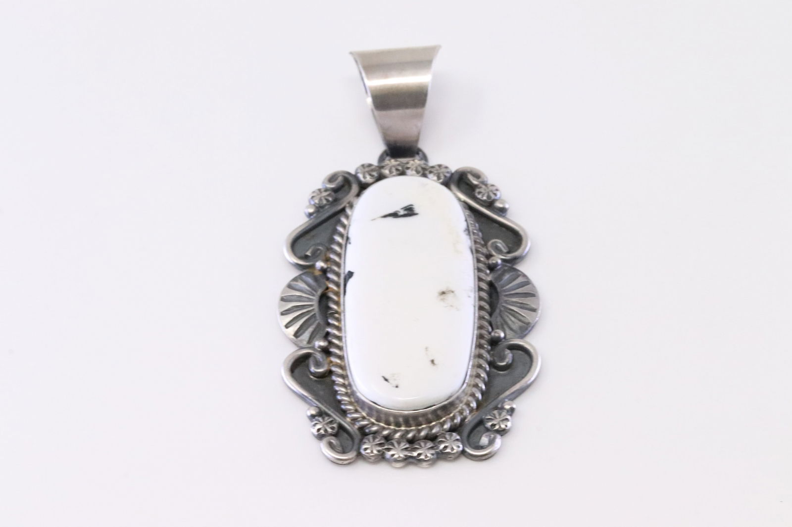 Native America Navajo Sterling Silver White Buffalo Pendant By M.Spnecer. (1 of 3)