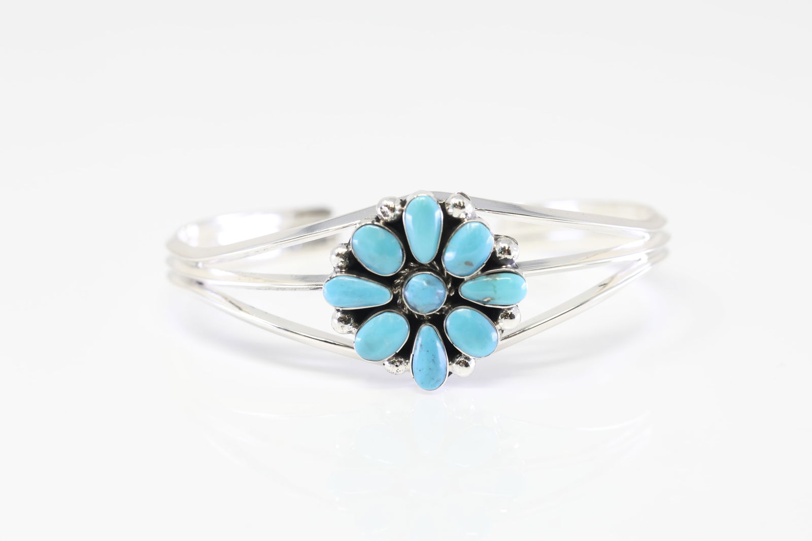 Native America Navajo Sterling Silver Turquoise Bracelet Cuff By Phyllis A Smith. (1 of 4)