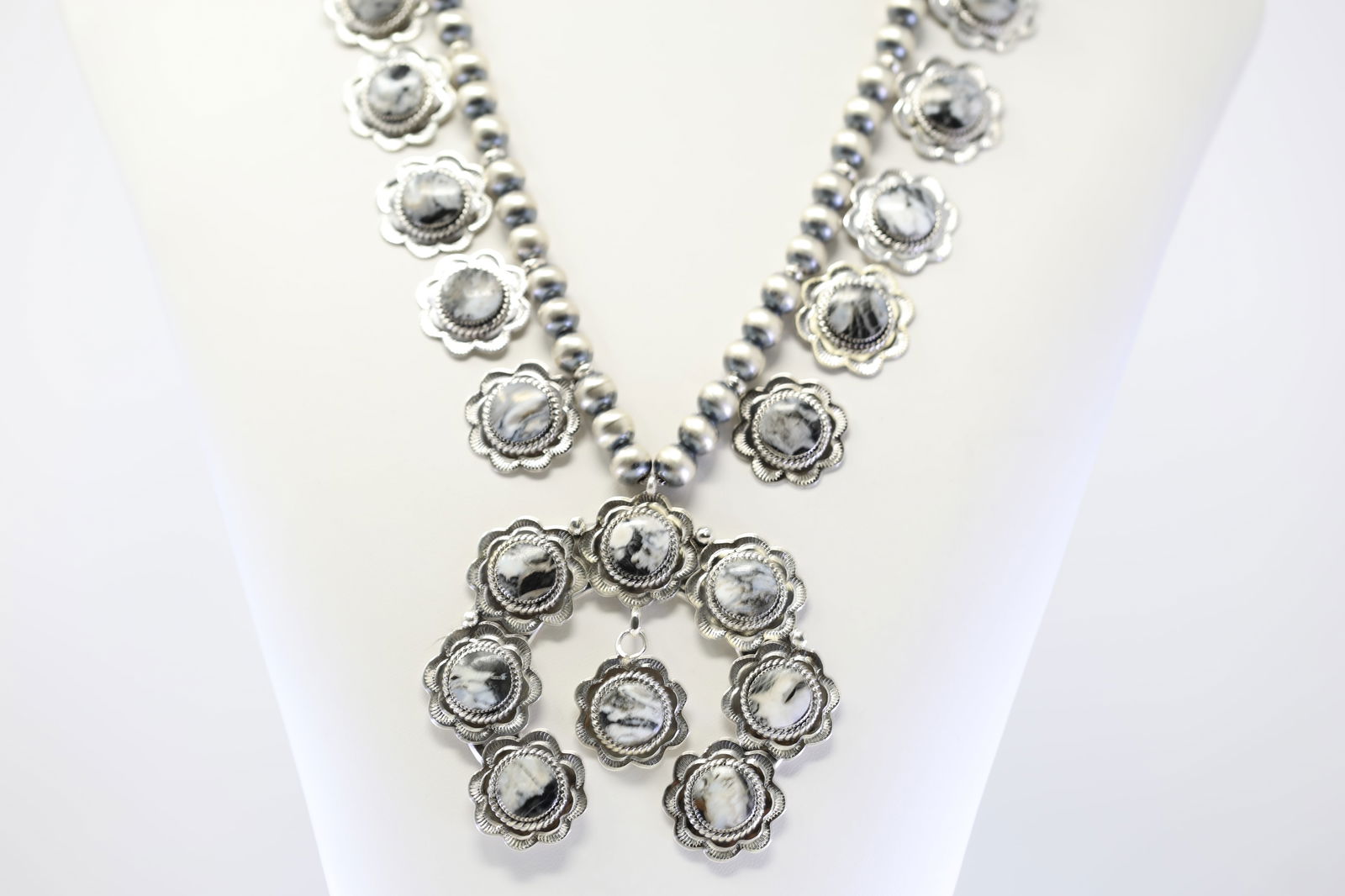 Native America Navajo Sterling Silver White Buffalo Necklace By Jannifer Cayaditto. (1 of 5)