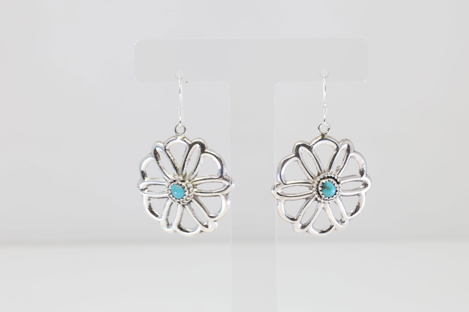 Native America Navajo Sterling Silver Turquoise Dangling Earring's By Shantel Bitsie. (1 of 4)