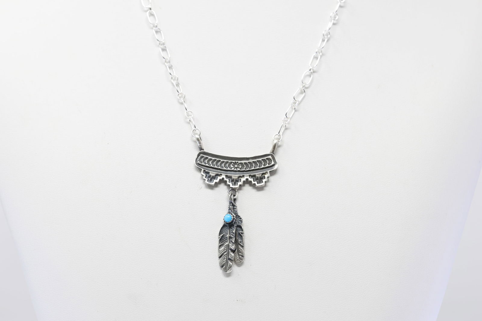 Native America Navajo Sterling Silver Turquoise Necklace By Annie Spencer. (1 of 4)