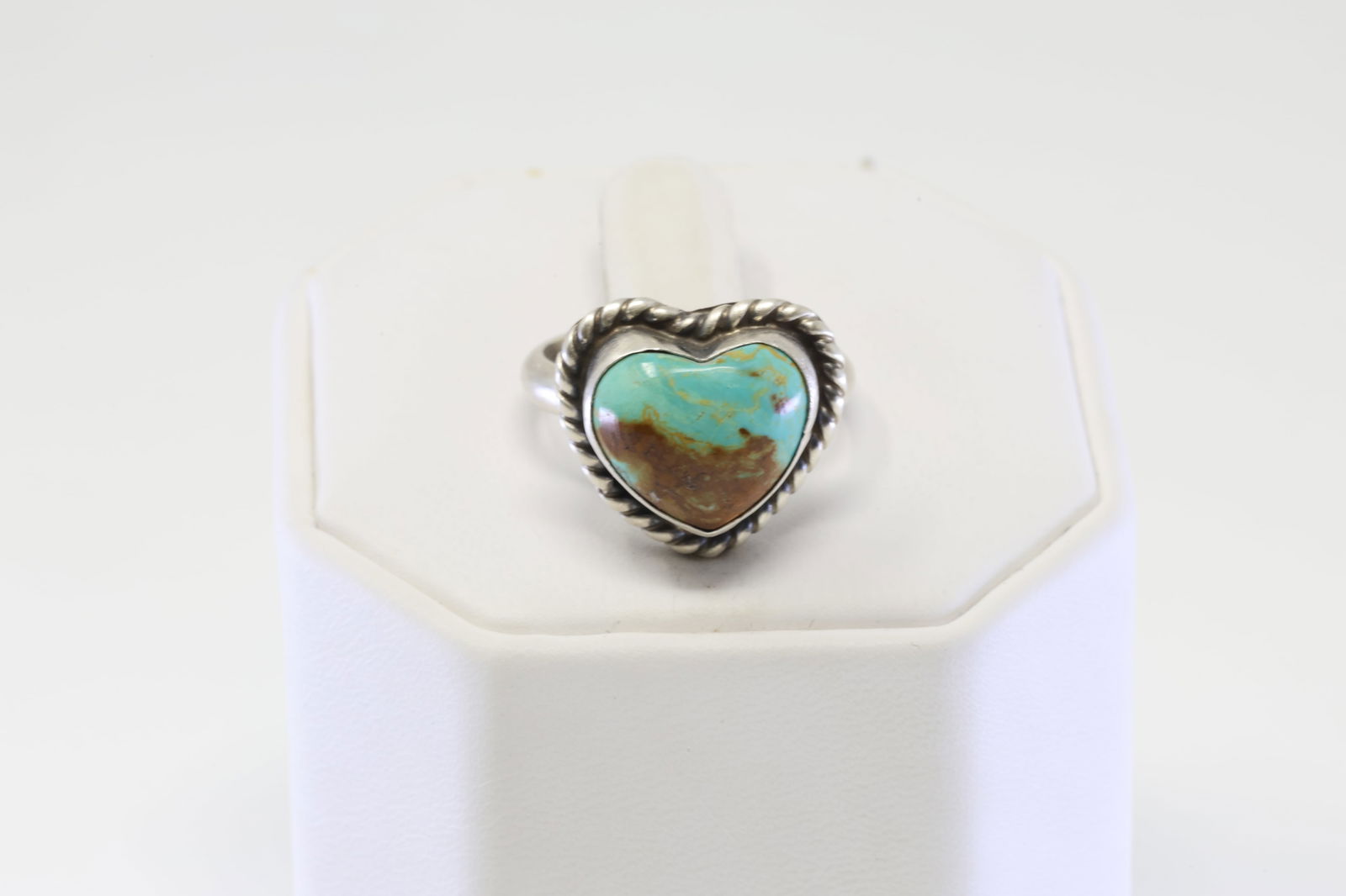 Native America Navajo Sterling Silver Turquoise Heart Ring By A.L. (1 of 4)