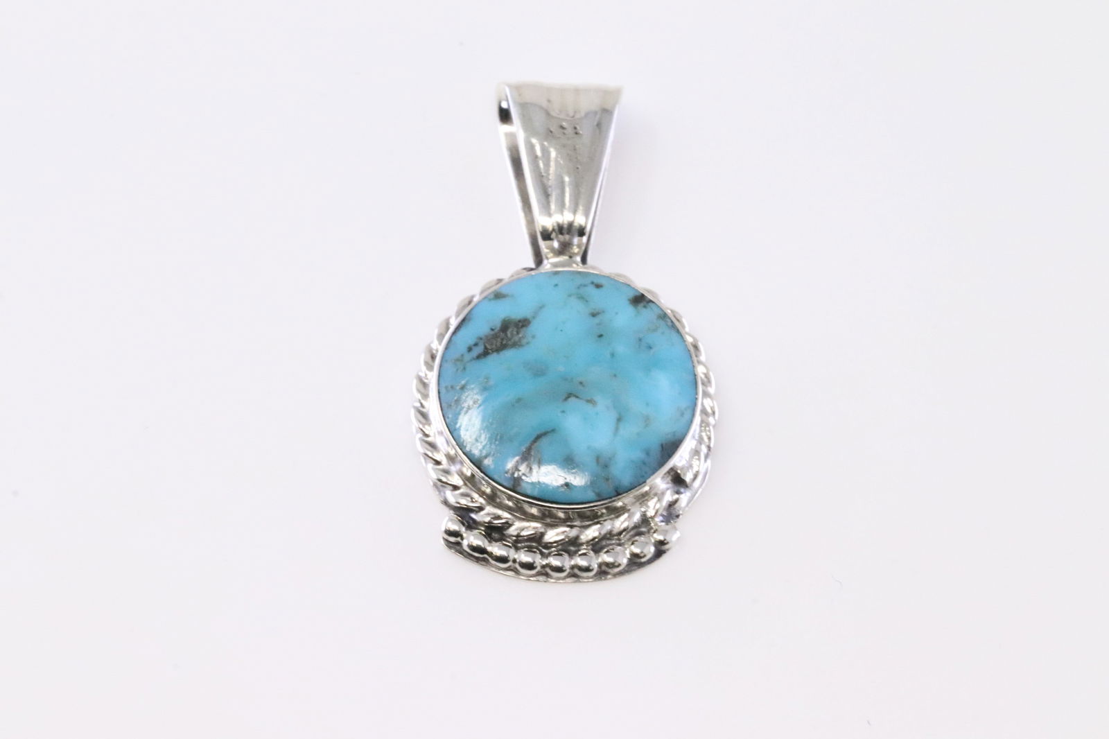 Native American Navajo Sterling Silver Turquoise Pendant By Mike Smith.: This is a Native American Navajo Sterling Silver Turquoise Pendant By Mike Smith.