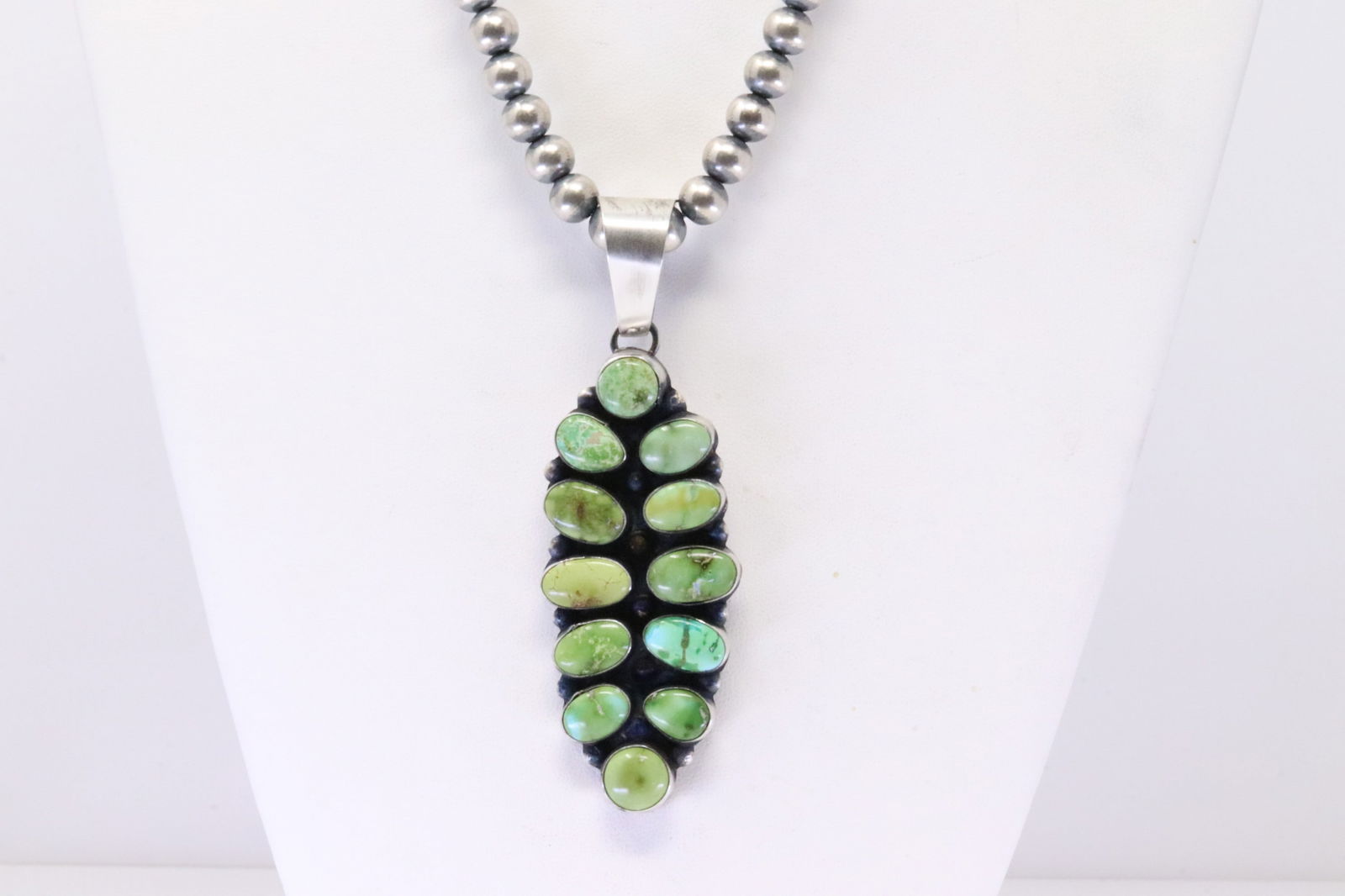 Native America Navajo Sterling Silver Sonora Gold Turquoise Pendant With Pear Beaded Sterling Silver (1 of 4)