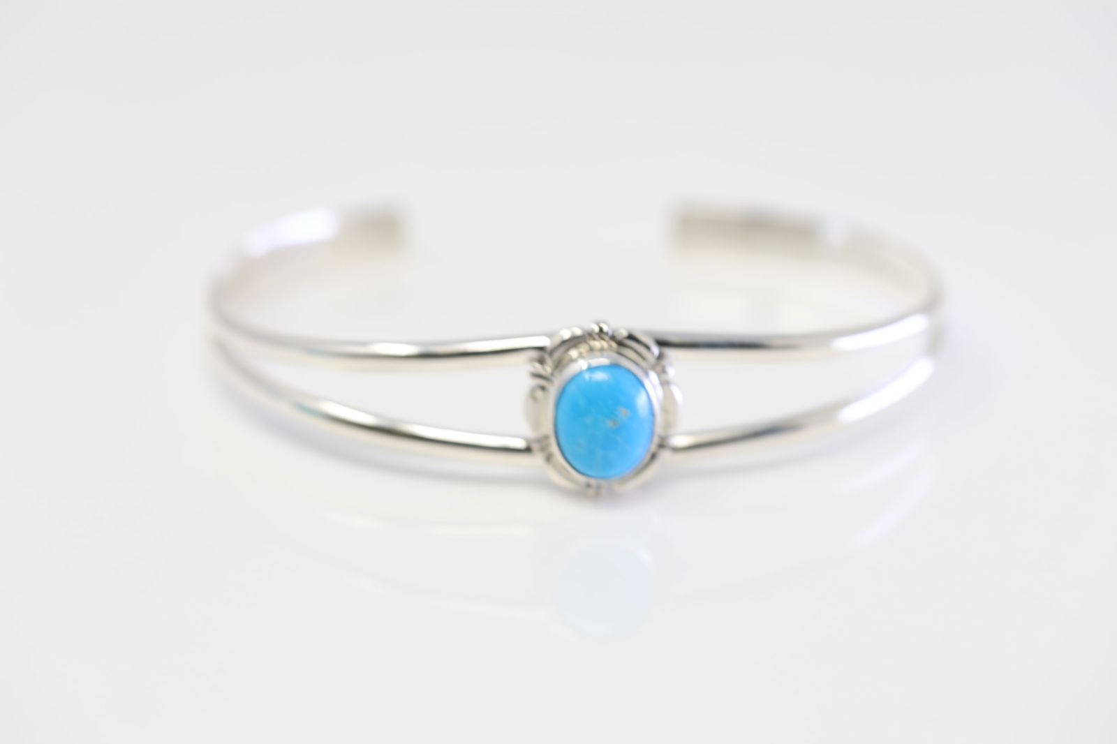 Native America Navajo Sterling Silver Turquoise Bracelet By N.J. (1 of 4)