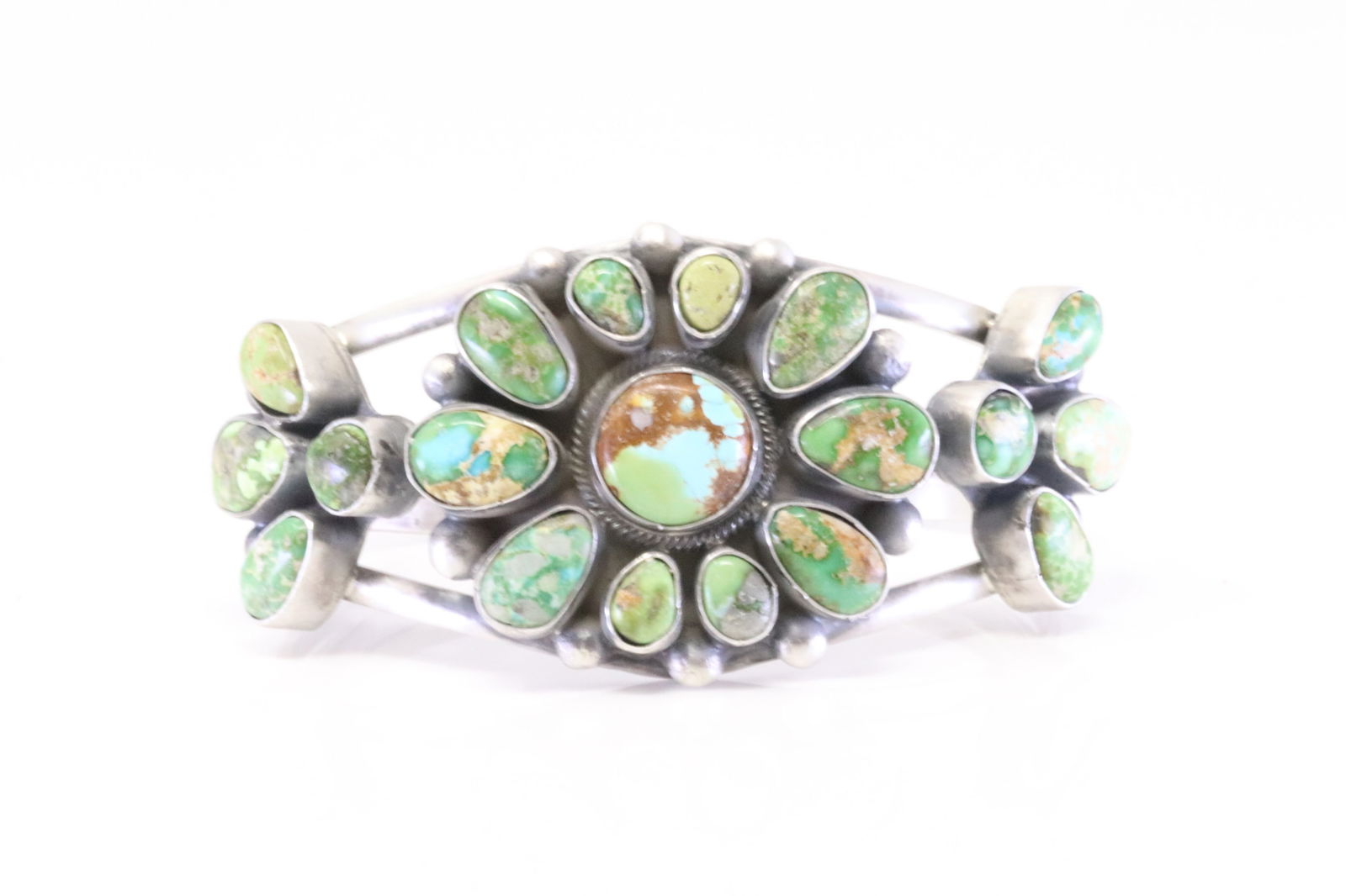 Native America Navajo Sterling Silver Sonra Gold Turquoise Bracelet Cuff By B.Johnson. (1 of 4)