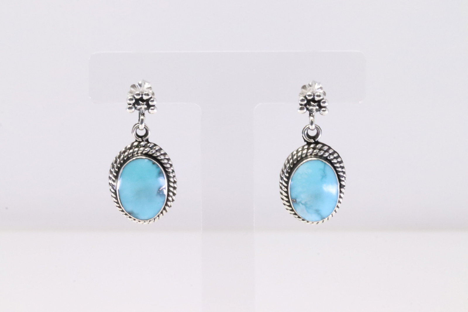 Native America Navajo Sterling Silver Turquoise Post / Dangling Earring's By Sheena Jack.: This is a Native America Navajo Sterling Silver Turquoise Post / Dangling Earring's By Sheena Jack.