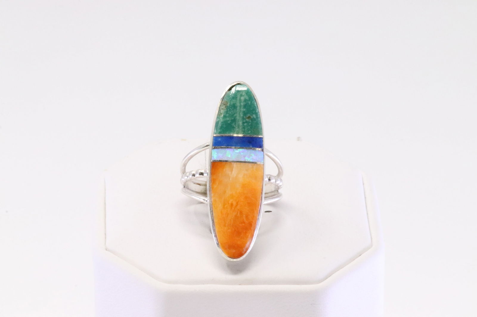 Native America Navajo Sterling Silver Multi-Color Stone Inlay Ring By H.Smith. (1 of 4)