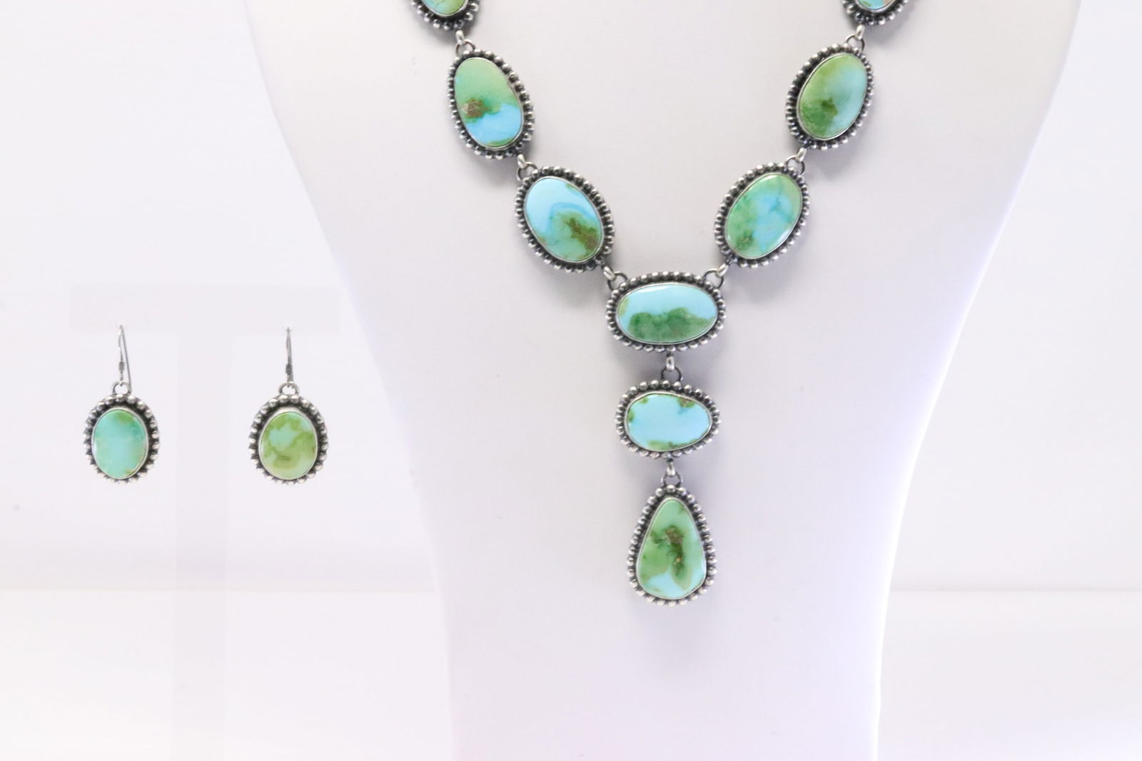 Native America Navajo Sterling Silver Sonora Gold Necklace & Earring's Set By M.Spencer. (1 of 6)