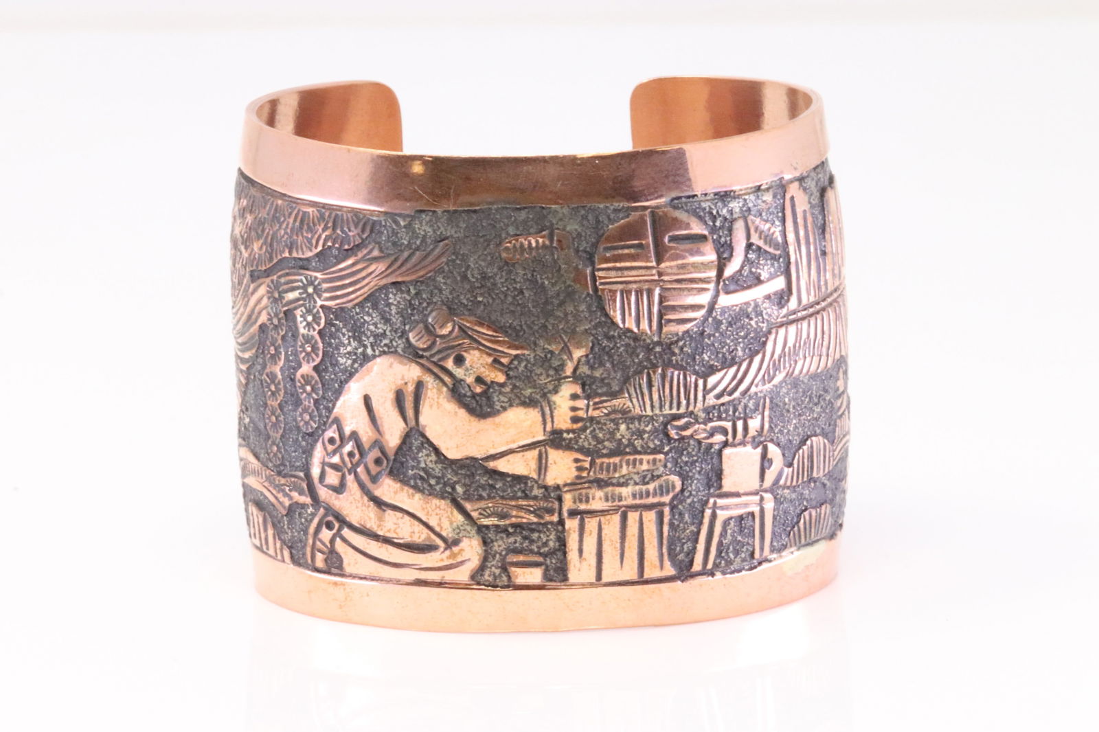 Native America Navajo Copper Storyteller Bracelet Cuff By Elaine Becenti. (1 of 4)
