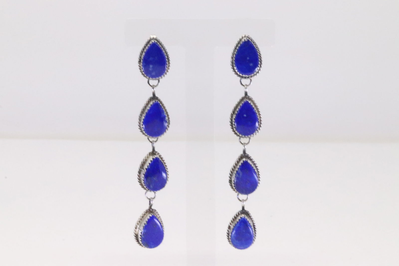 Native America Navajo Sterling Silver Lapis Post / Dangling Earring's By Frida Martinez. (1 of 4)