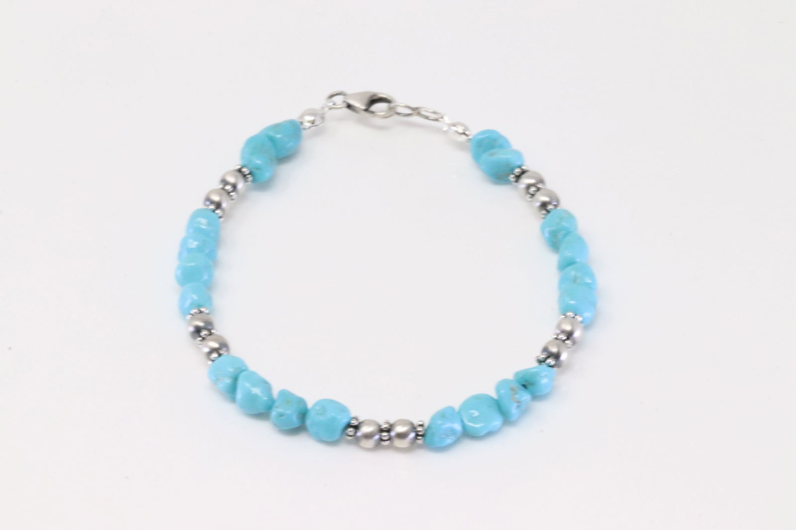 Native America Navajo Sterling Silver Turquoise / Beaded Bracelet Link. (1 of 4)