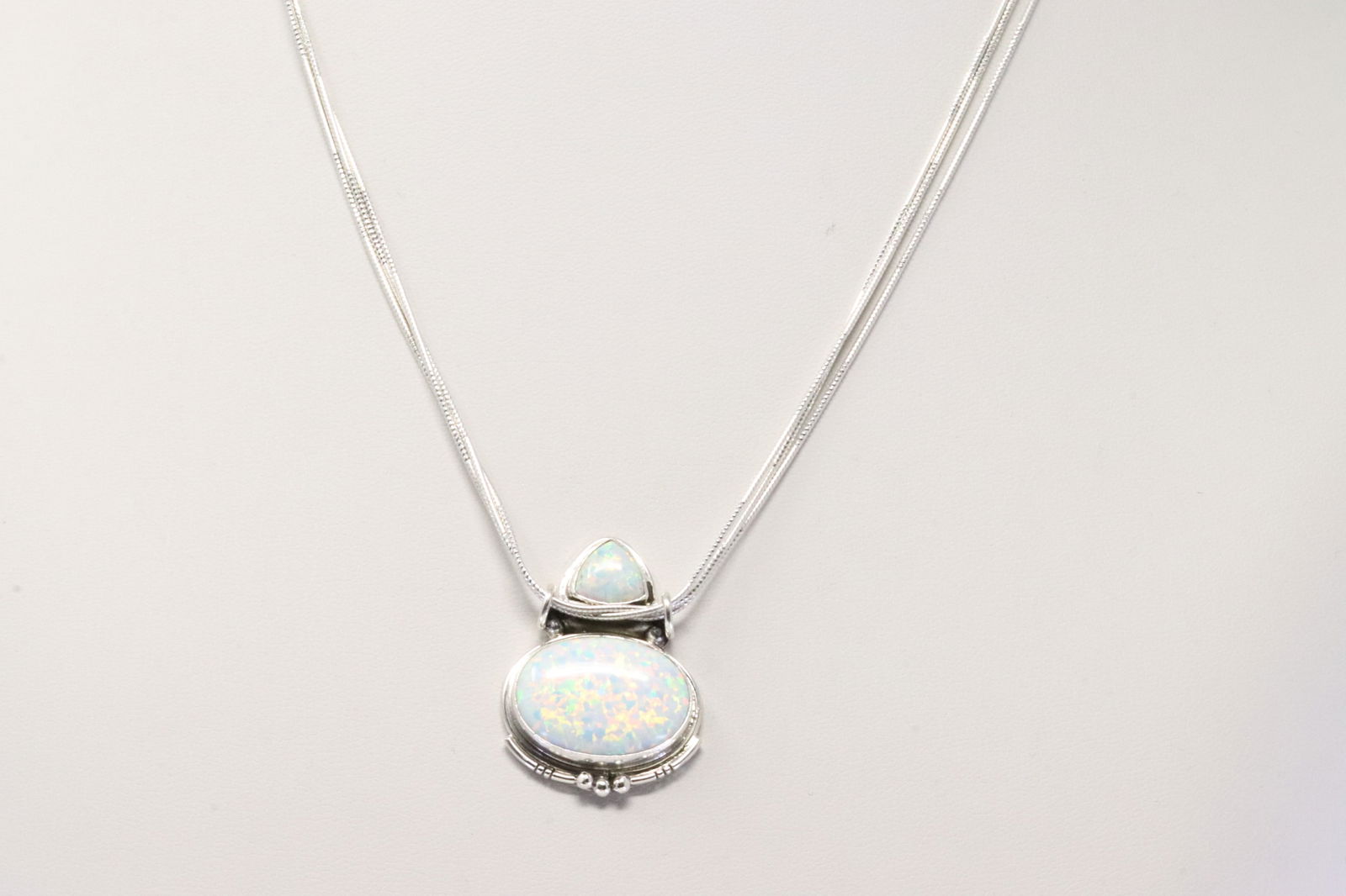 Native America Navajo Sterling Silver Multi-Strand Opal Necklace By Rita Largo. (1 of 4)