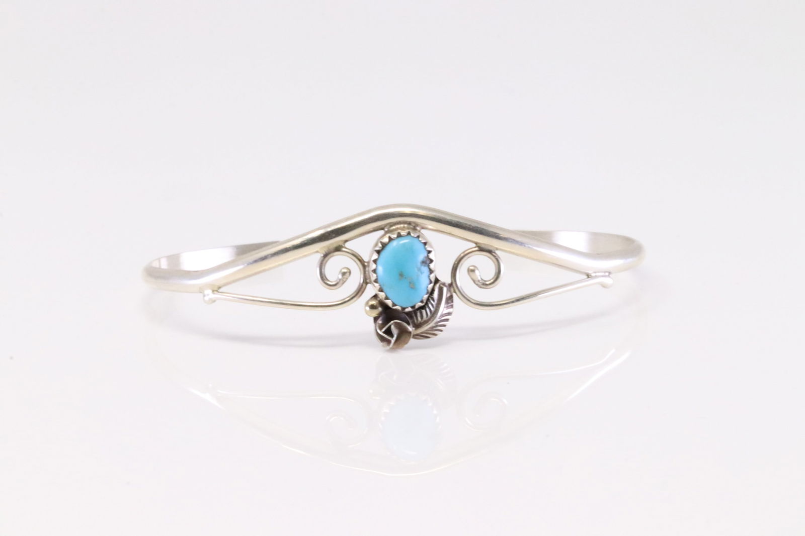 Native America Navajo Sterling Silver Turquoise Bracelet Cuff By C. (1 of 4)