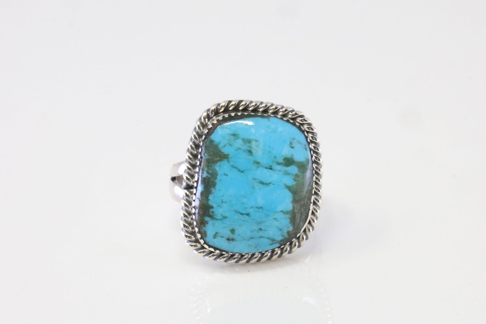 Native America Navajo Sterling Silver Turquoise Ring By Franklin Johnson. (1 of 4)