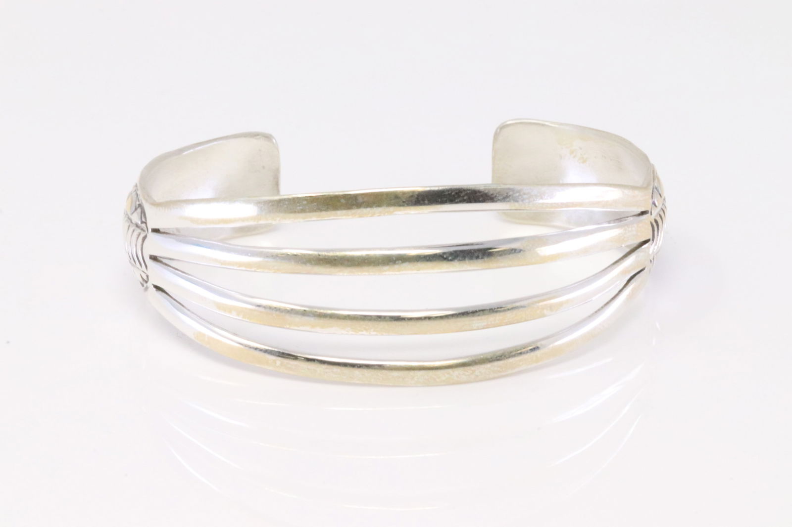 Native America Navajo Sterling Silver 4 Row Bracelet Cuff By G.S. (1 of 4)