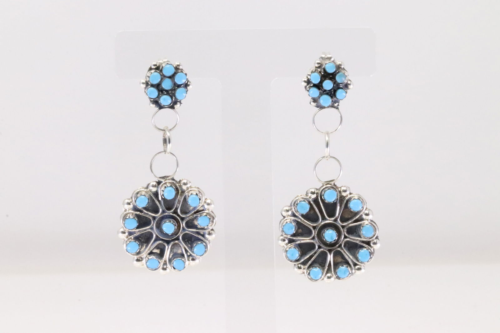 Native America Zuni Sterling Silver Turquoise Post / Earring's By Joann Cheama. (1 of 4)
