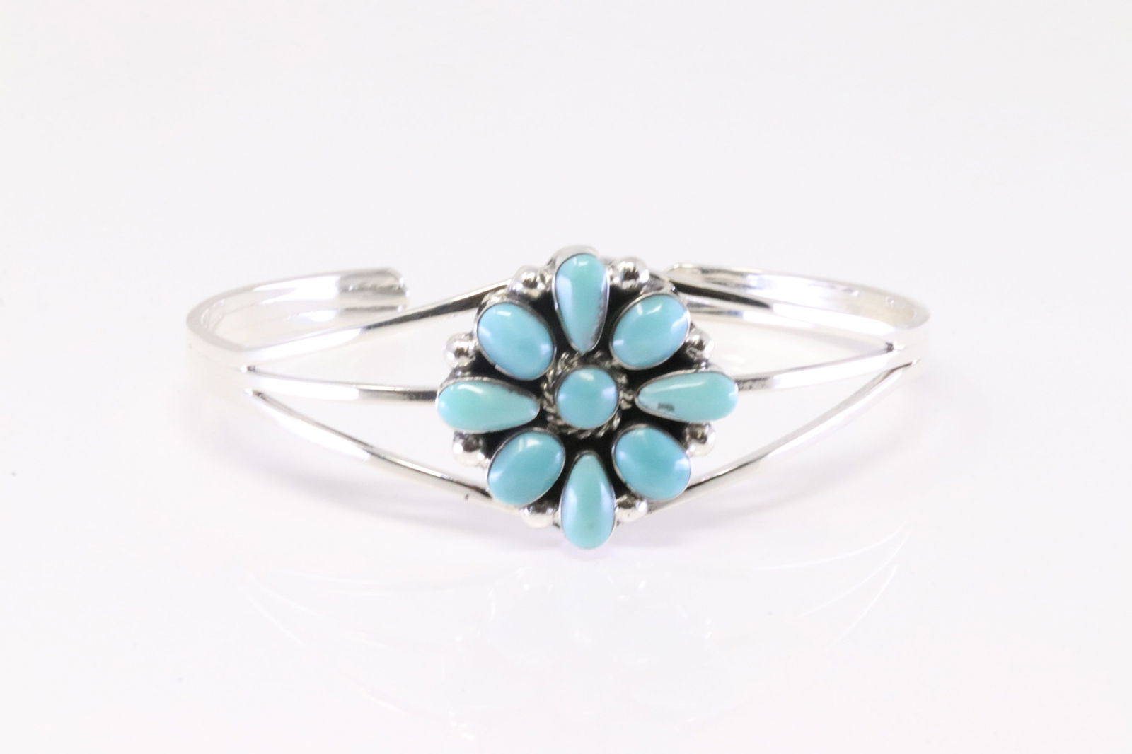 Native America Navajo Sterling Silver Turquoise Bracelet Cuff By Phyllis A Smith. (1 of 4)