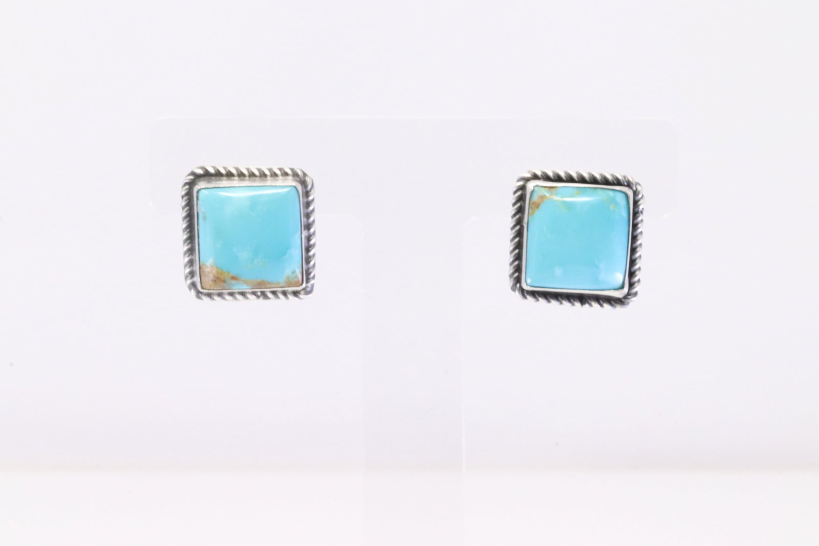 Native America Navajo Sterling Silver Kingman Turquoise Post Earring's By Judith Dixon.: This is a Native America Navajo Sterling Silver Kingman Turquoise Post Earring's By Judith Dixon.