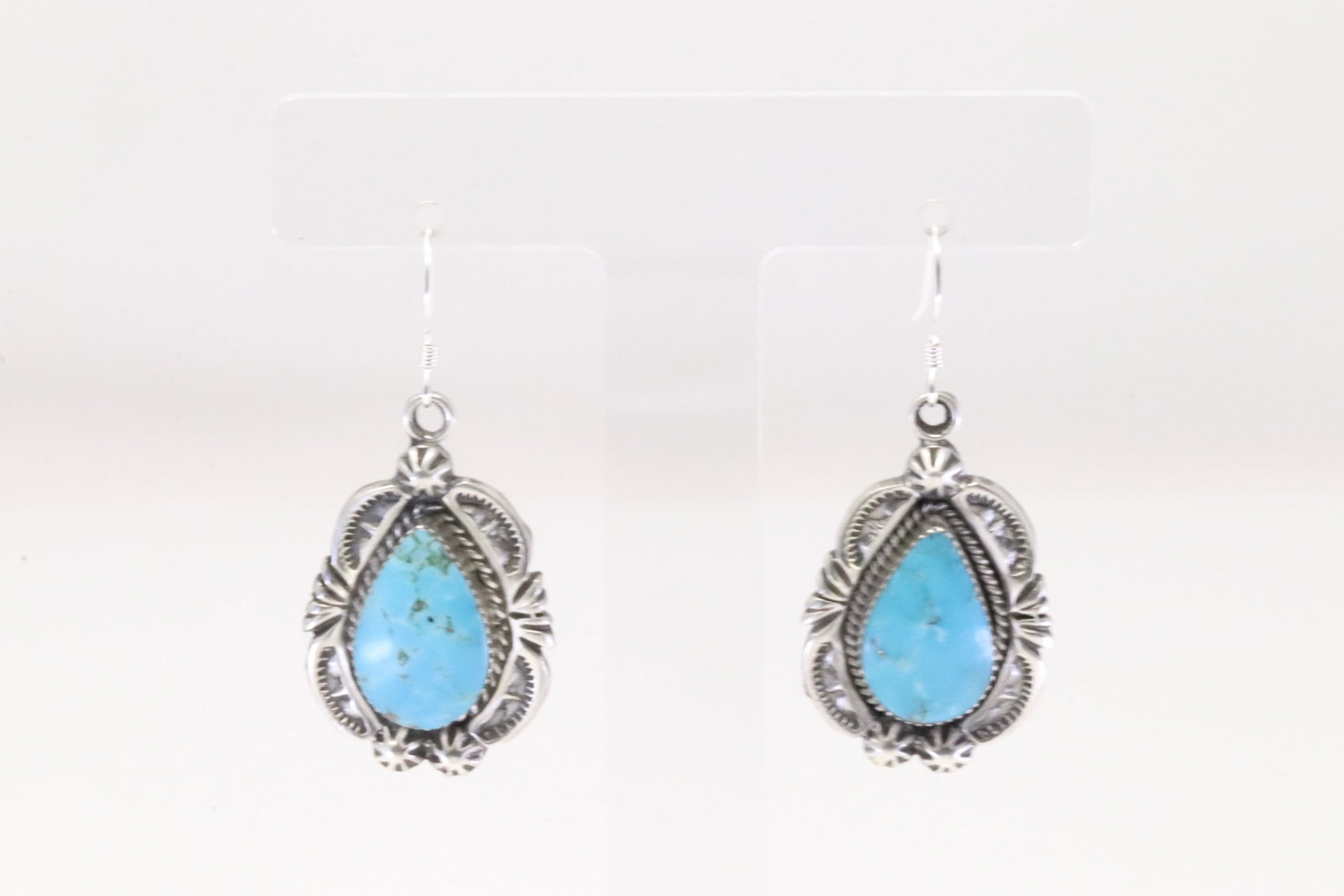Native America Navajo Sterling Silver Turquoise Dangling Earring's By Franklin Johnson.: This is a Native America Navajo Sterling Silver Turquoise Dangling Earring's By Franklin Johnson.