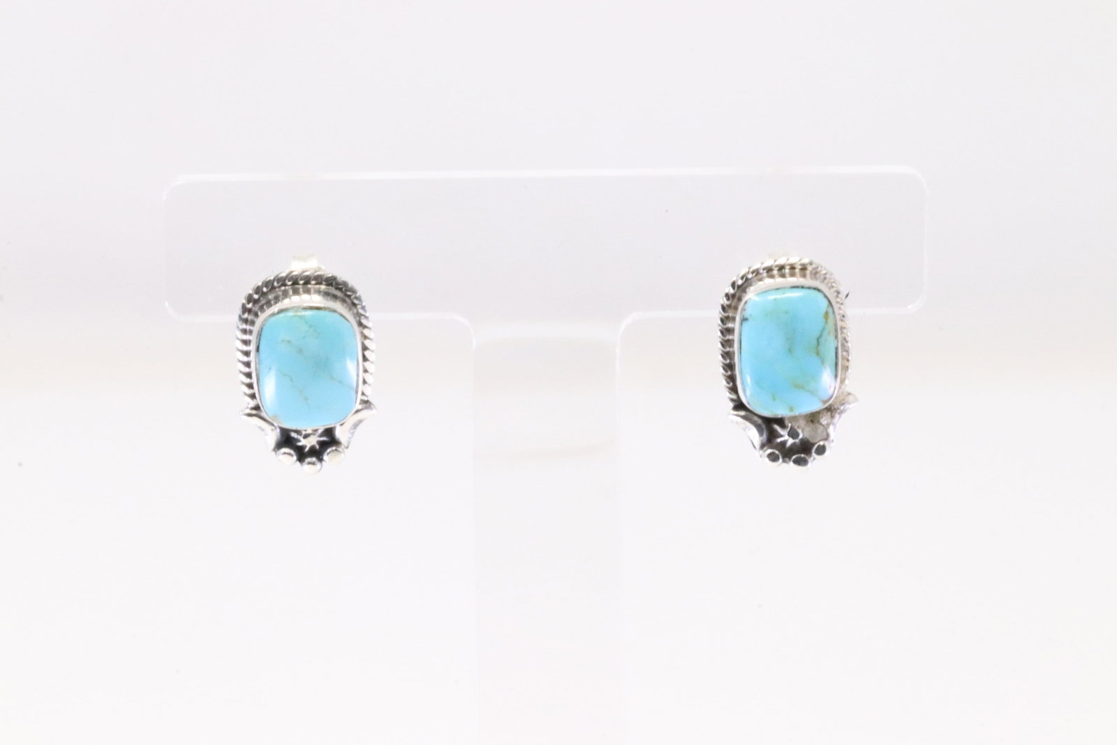 Native America Navajo Sterling Silver Turquoise Post Earring's By Etta Larry.: This is a Native America Navajo Sterling Silver Turquoise Post Earring's By Etta Larry.