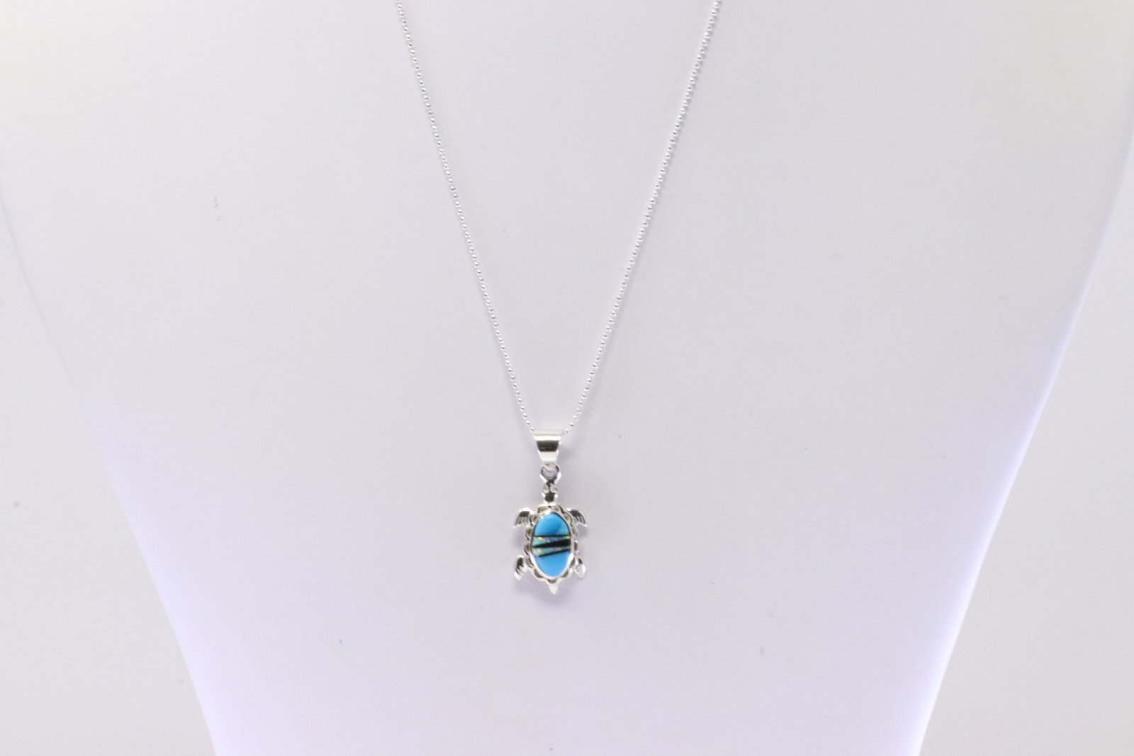 Native America Navajo Sterling Silver Multi-Color Inlay Turtle Pendant By B.S. with A 925 Necklace.: This is a Native America Navajo Sterling Silver Multi-Color Inlay Turtle Pendant By B.S. With A 925 Necklace. Necklace length: 16.00"