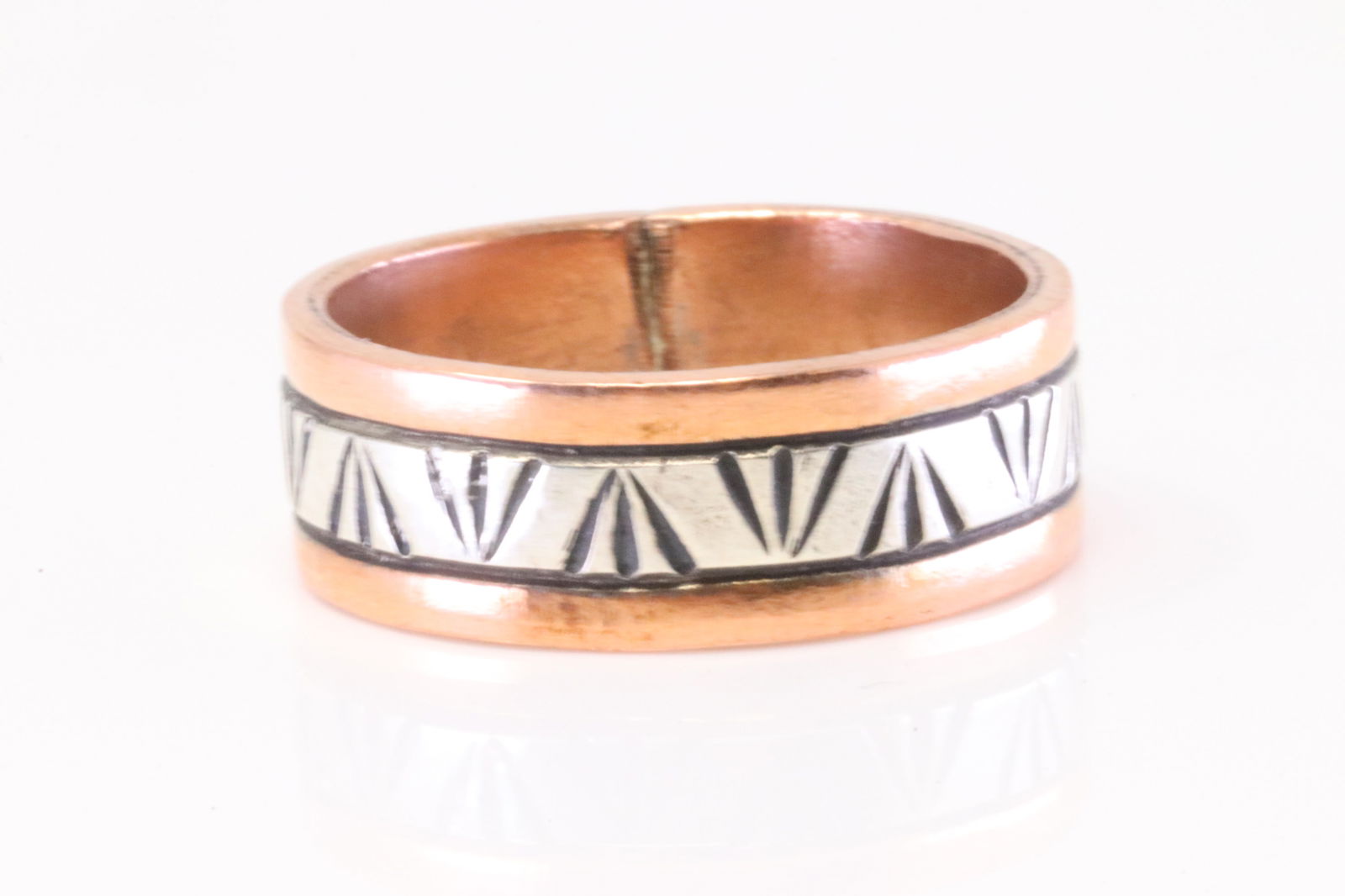 Native America Navajo Sterling Silver Copper Ring Wylie Secatero. (1 of 4)