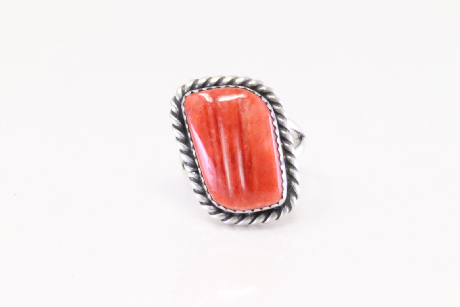 Native America Navajo Sterling Silver Spiny Oyster Ring By F. (1 of 4)