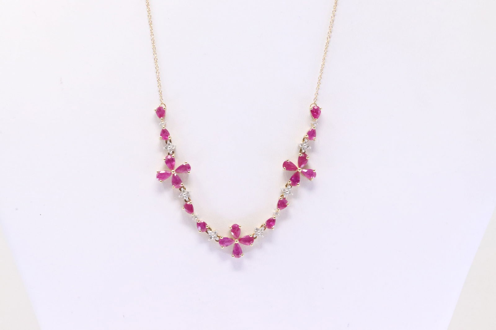 Ruby & Diamond Floral Necklace 14Kt. (1 of 3)
