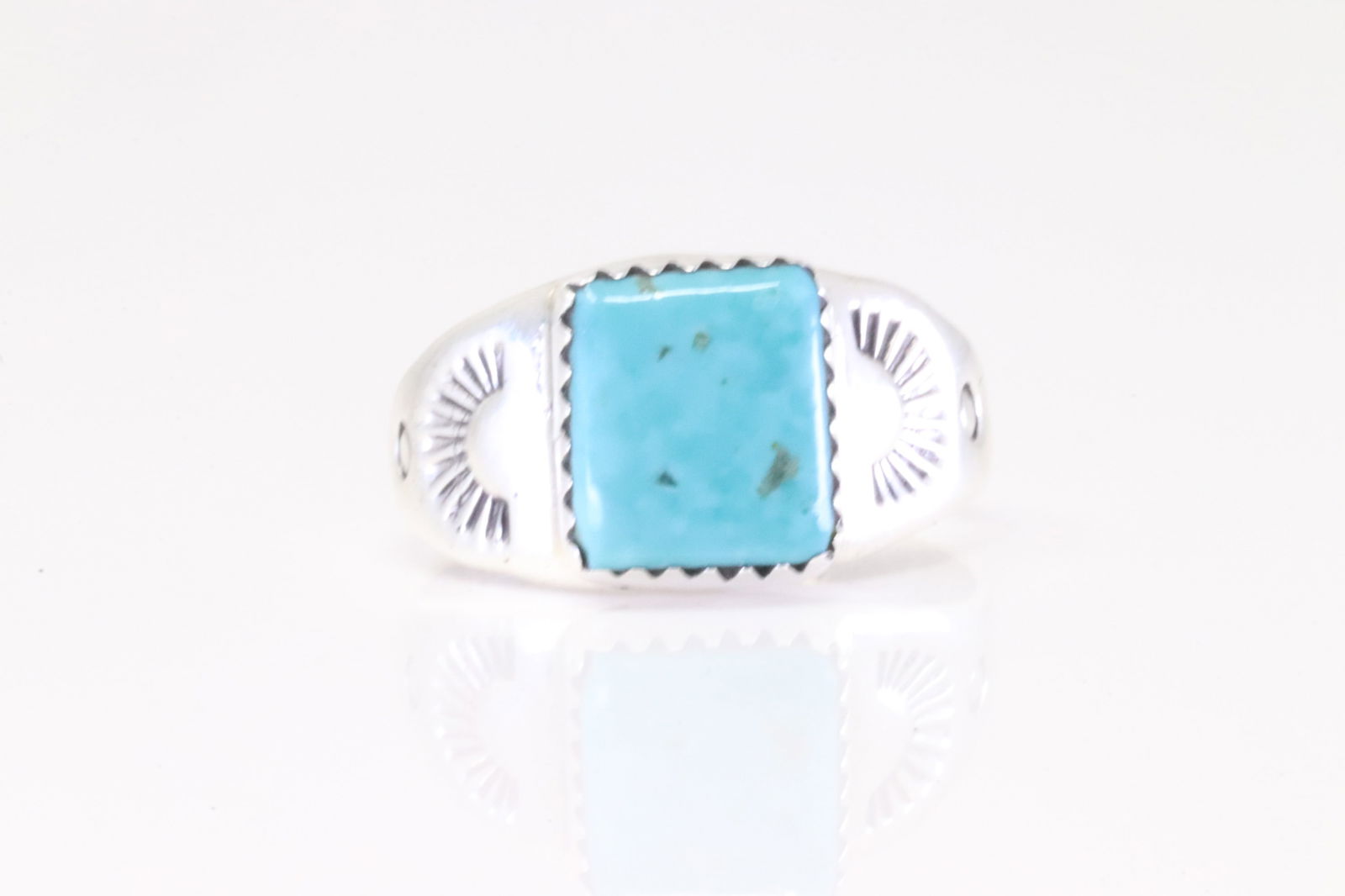 Native America Zuni Sterling Silver Turquoise Ring By M.L. (1 of 4)