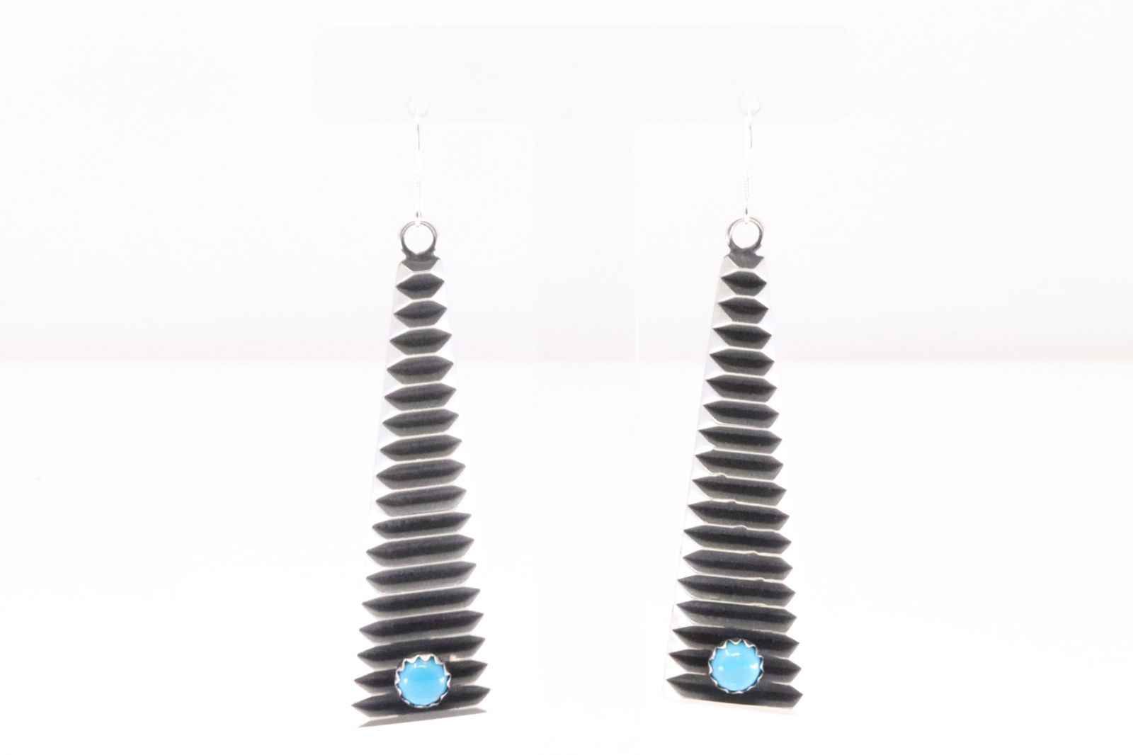 Native America Navajo Sterling Silver Turquoise Dangling Earring's By L.Tahe. (1 of 4)
