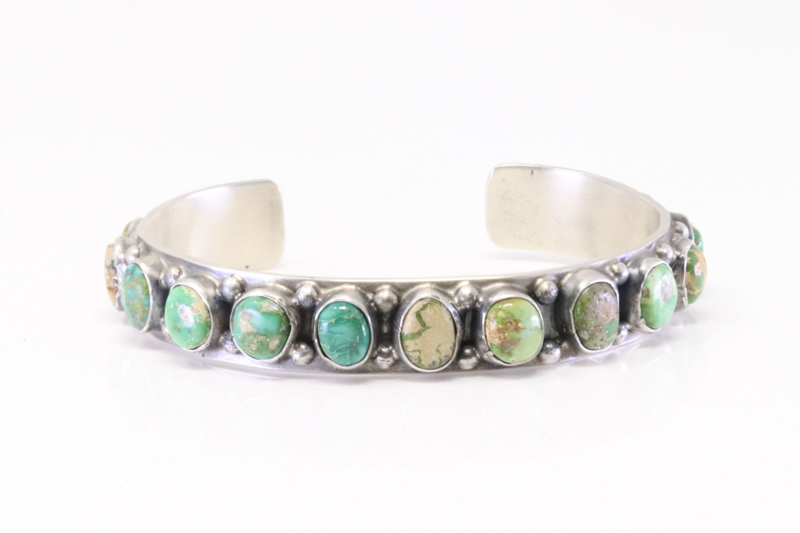 Native America Navajo Sterling Silver Sonora Gold Turquoise Bracelet Cuff By D.D. (1 of 4)