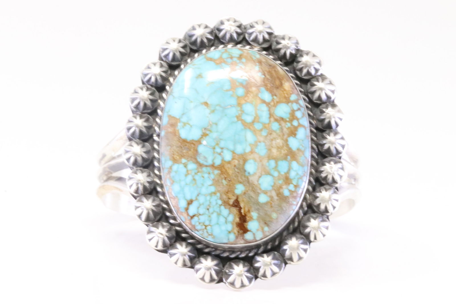 Native America Navajo Sterling Silver Kingman Turquoise Bracelet Cuff By Augustine Largo. (1 of 4)