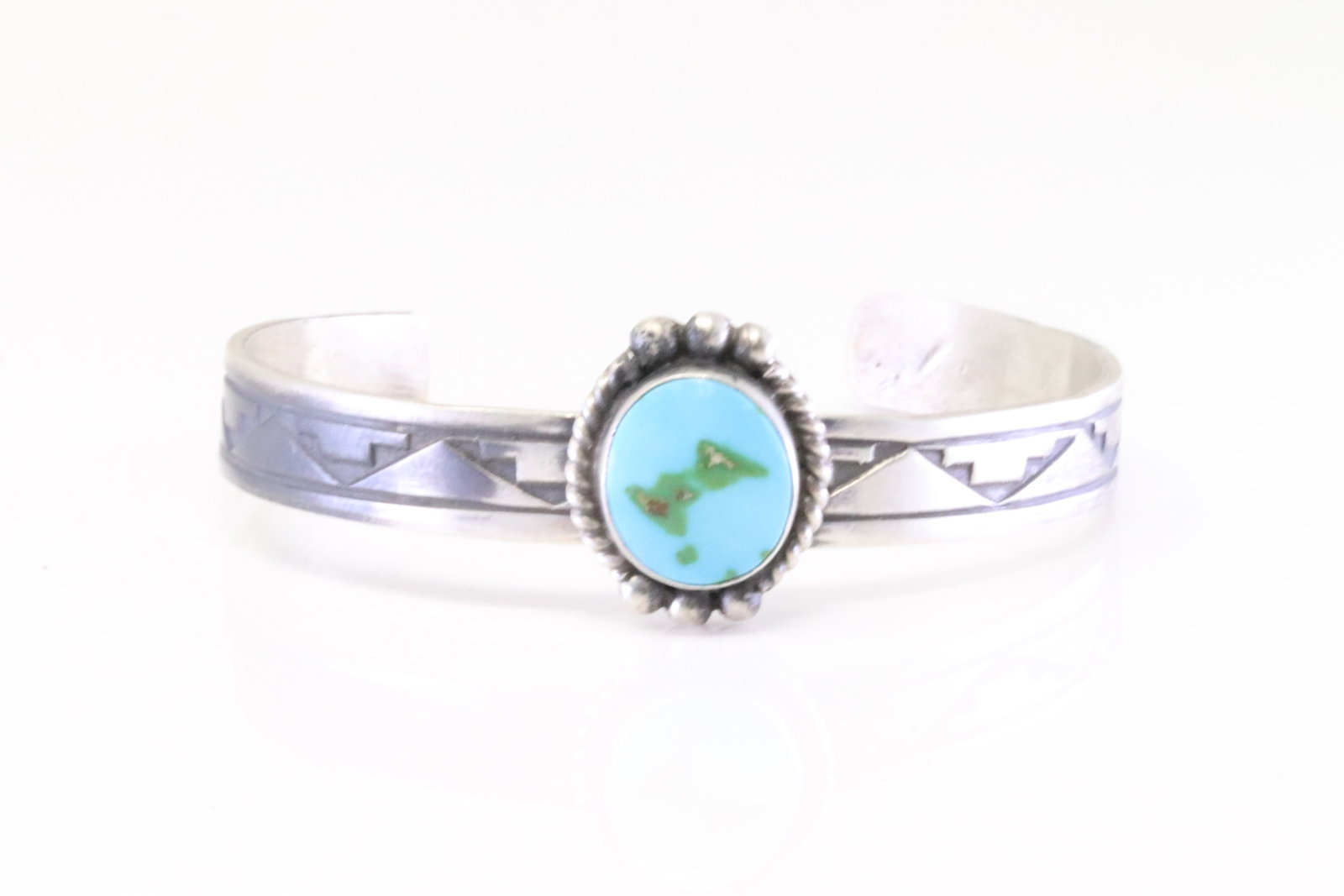 Native America Navajo Sterling Silver Sonora Gold Turquoise Bracelet By Rick Enriquez.: This is a Native America Navajo Sterling Silver Sonora Gold Turquoise Bracelet By Rick Enriquez.