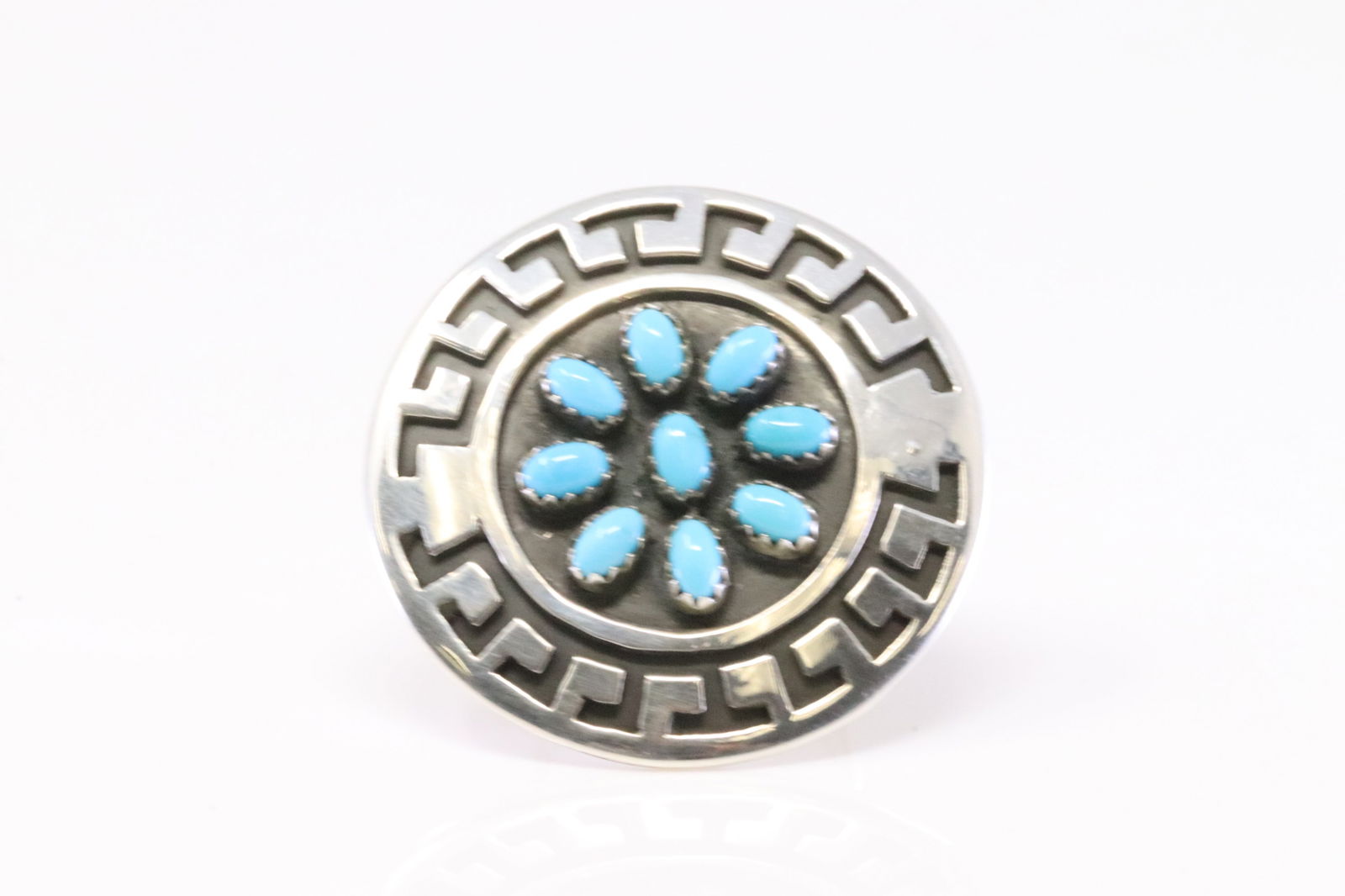 Native America Navajo Sterling Silver Turquoise Cluster Ring. (1 of 4)
